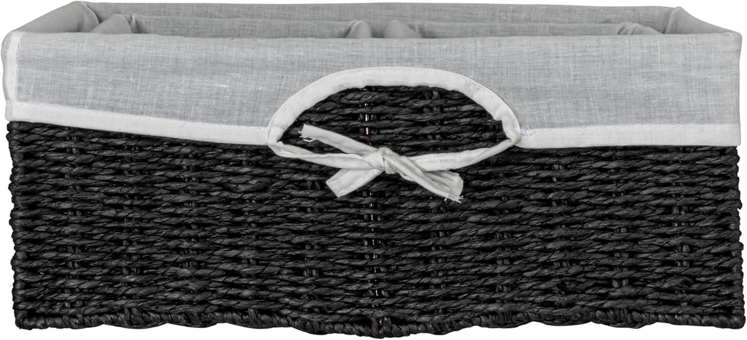 image:imageHousehold Essentials Wicker Basket Set 3 Pieces 1 Large and 2 Small Water Hyacinth Baskets for Storage and OrganizationPaper Rope