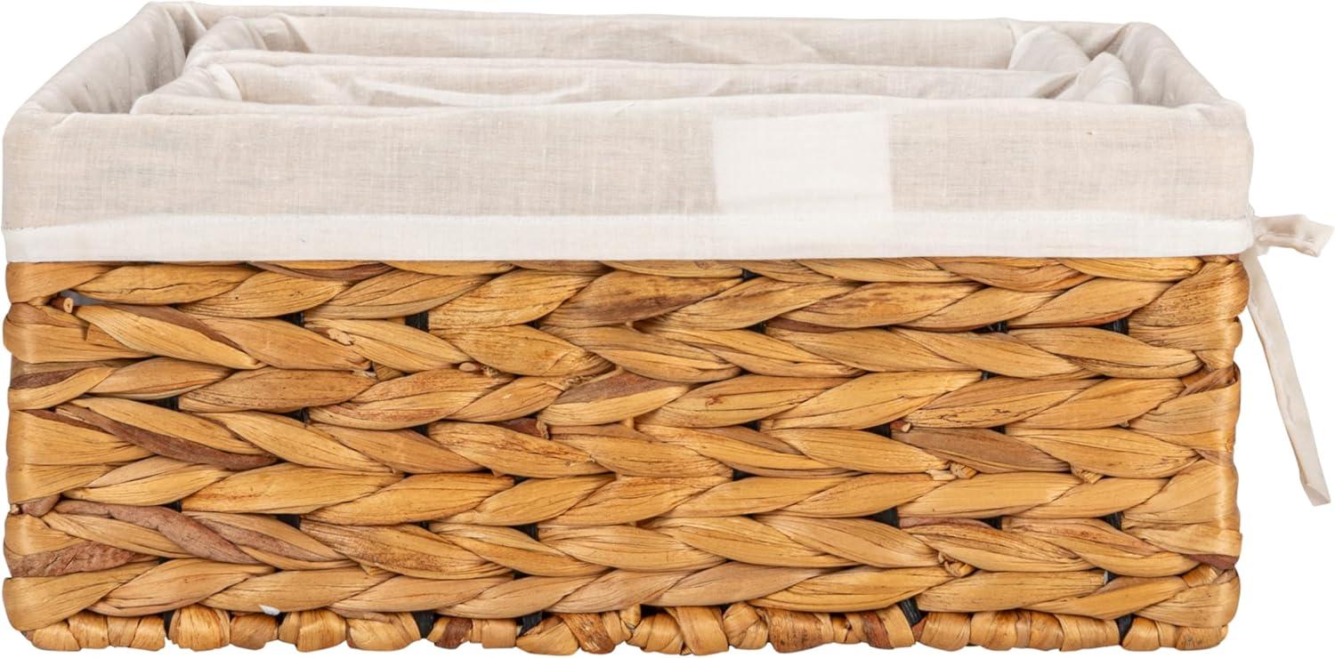 image:imageHousehold Essentials Wicker Basket Set 3 Pieces 1 Large and 2 Small Water Hyacinth Baskets for Storage and OrganizationWater Hyacinth