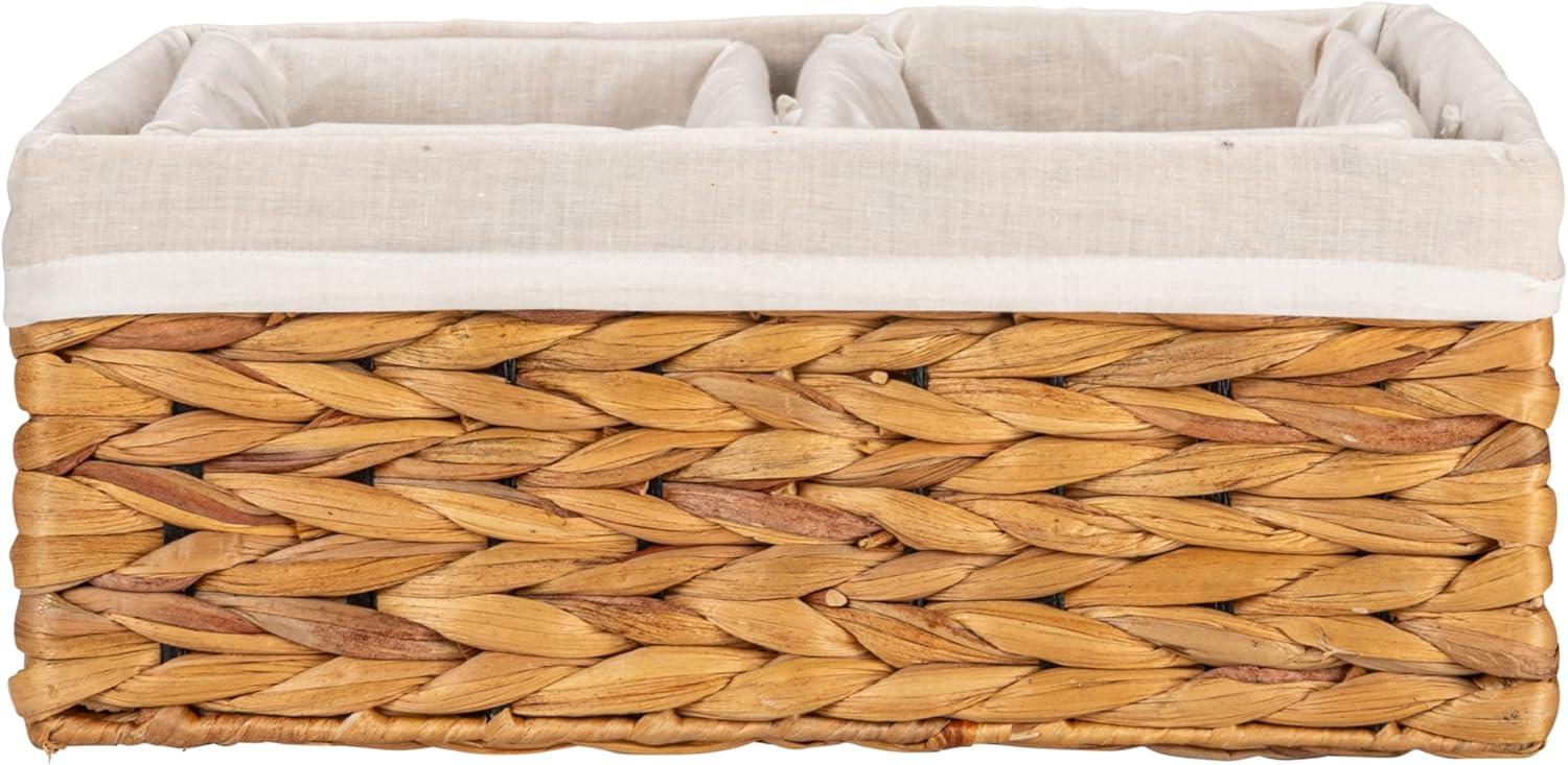 image:imageHousehold Essentials Wicker Basket Set 3 Pieces 1 Large and 2 Small Water Hyacinth Baskets for Storage and OrganizationWater Hyacinth