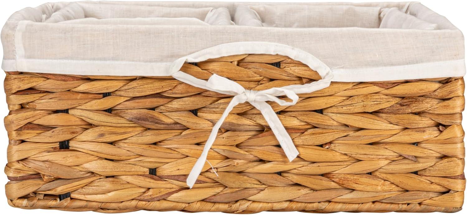 image:imageHousehold Essentials Wicker Basket Set 3 Pieces 1 Large and 2 Small Water Hyacinth Baskets for Storage and OrganizationWater Hyacinth