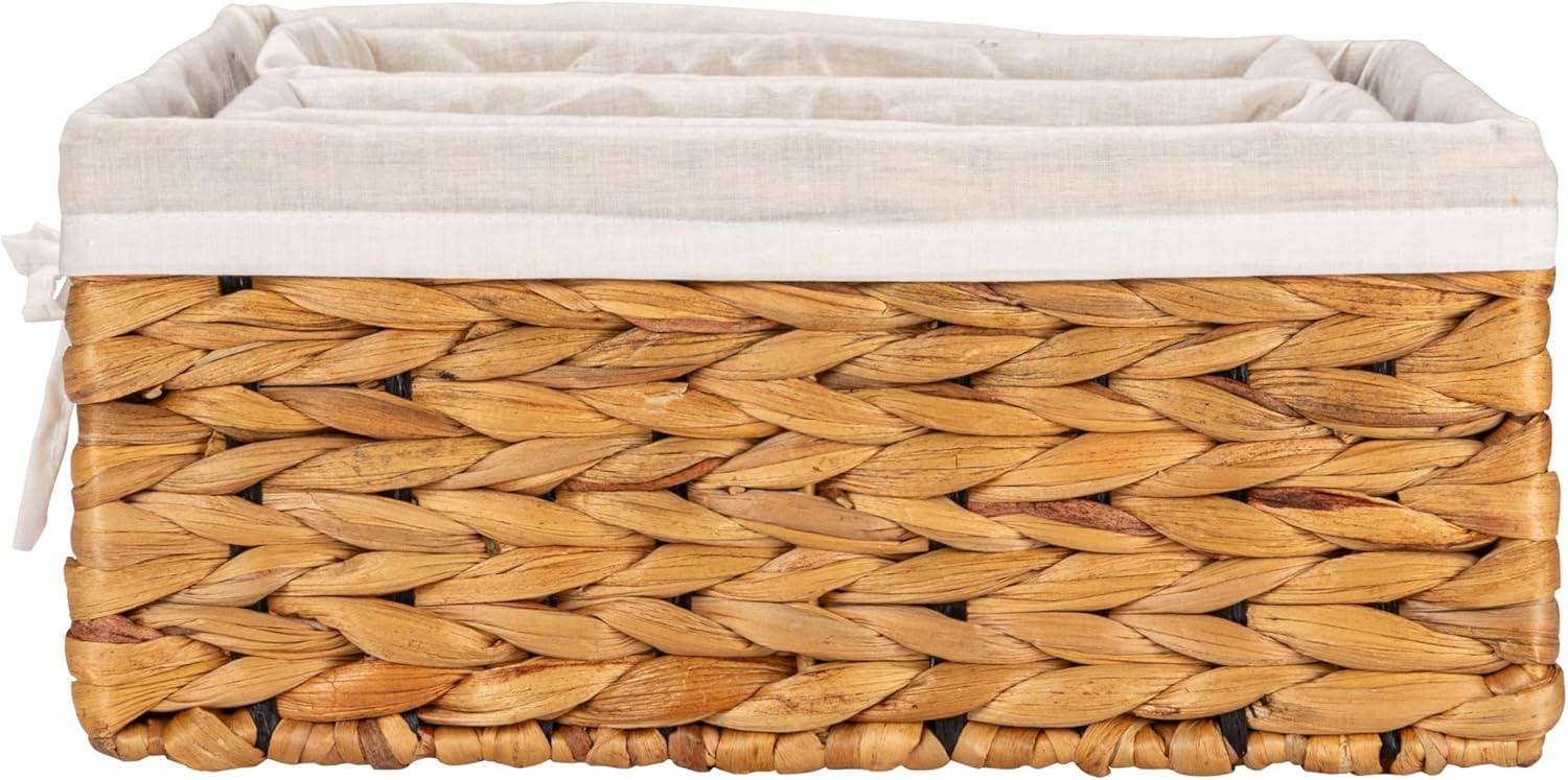 image:imageHousehold Essentials Wicker Basket Set 3 Pieces 1 Large and 2 Small Water Hyacinth Baskets for Storage and OrganizationWater Hyacinth