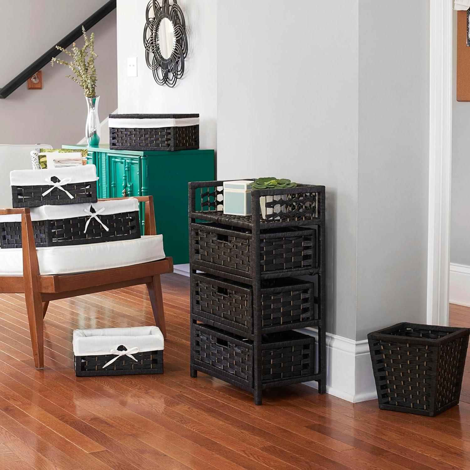 image:imageHousehold Essentials Woven 3 Drawer Chest with Cutout HandlesBlack
