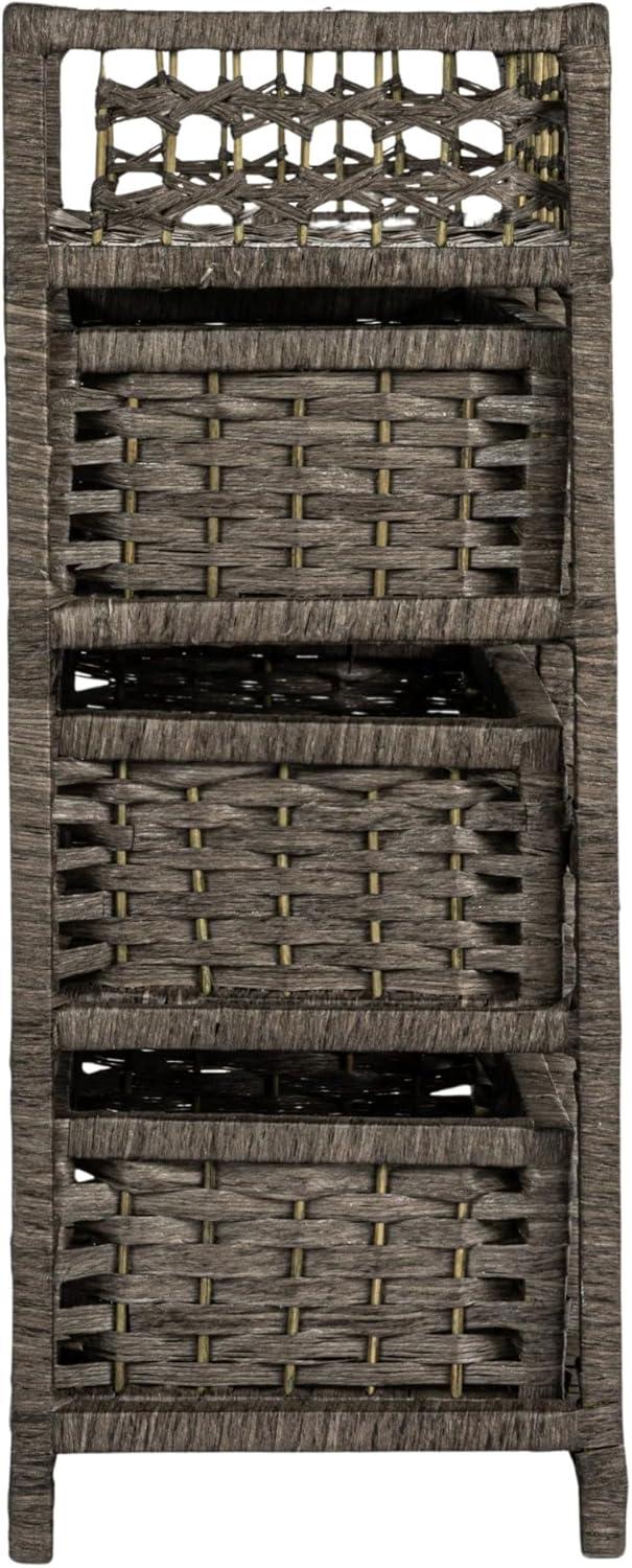 image:imageHousehold Essentials Woven 3 Drawer Chest with Cutout HandlesGrey