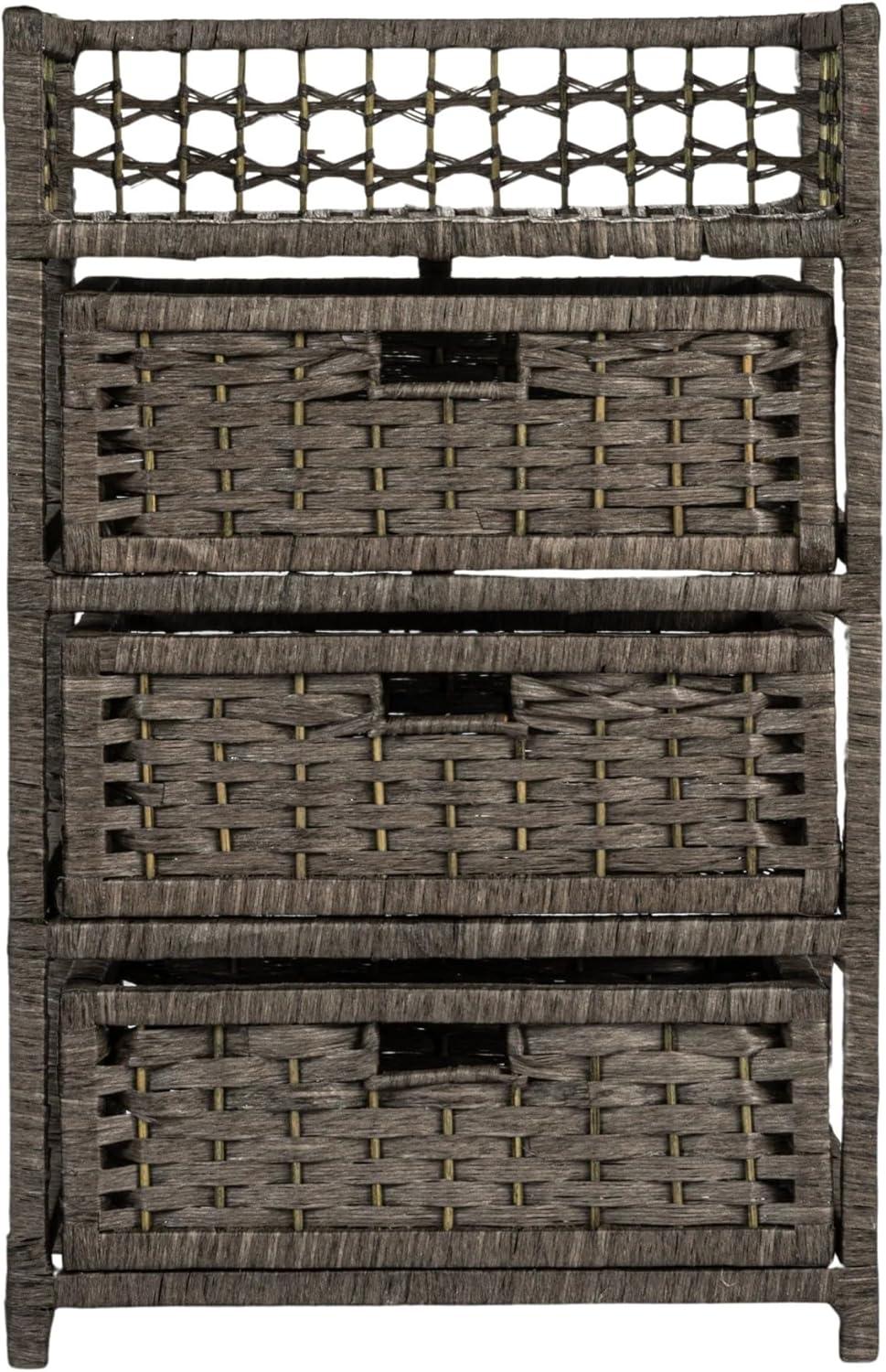 image:imageHousehold Essentials Woven 3 Drawer Chest with Cutout HandlesGrey