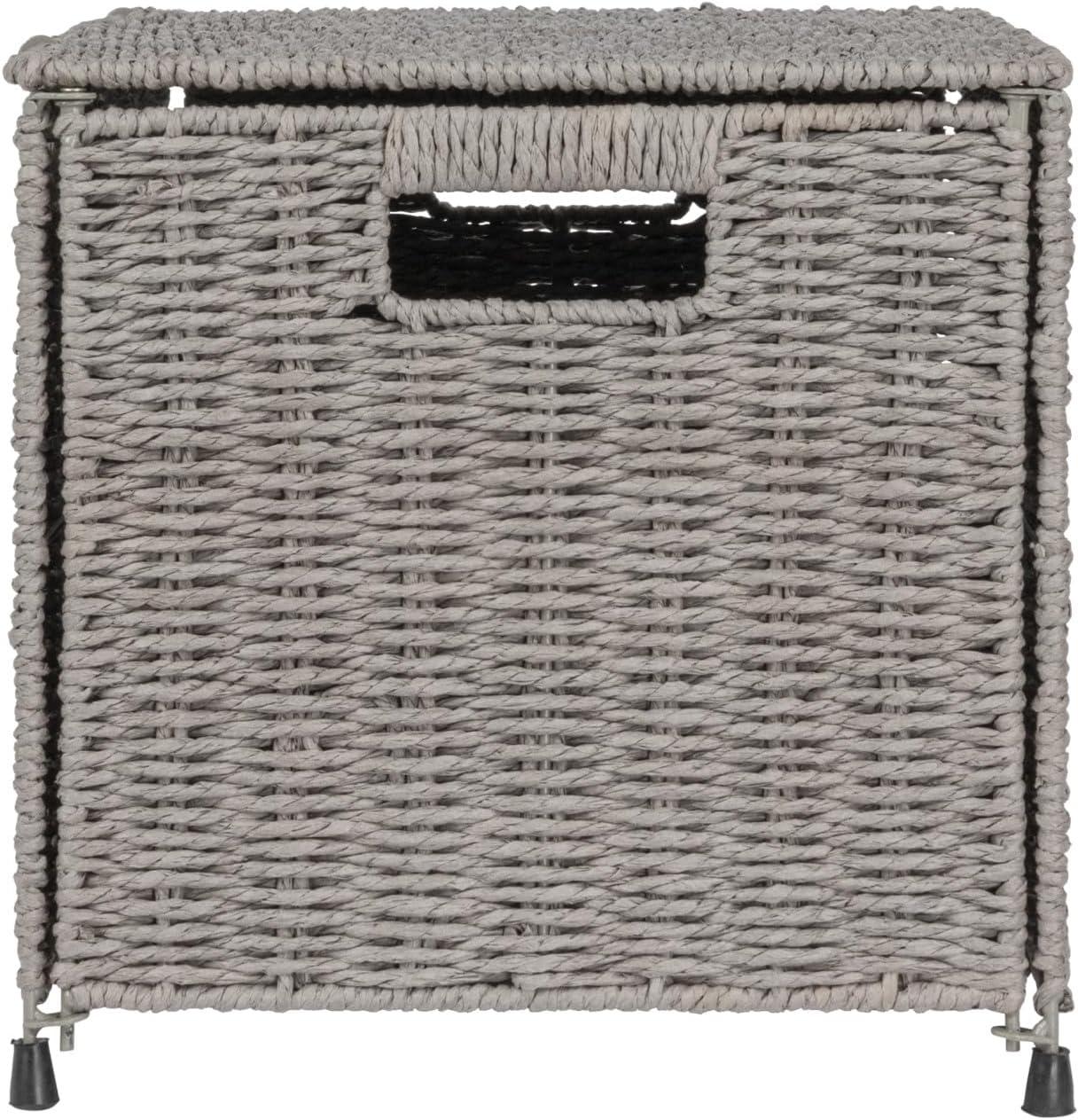 image:imageHousehold Essentials Woven Paper Rope Storage Chest with Hinged Lid and Integrated Handles GreyGrey