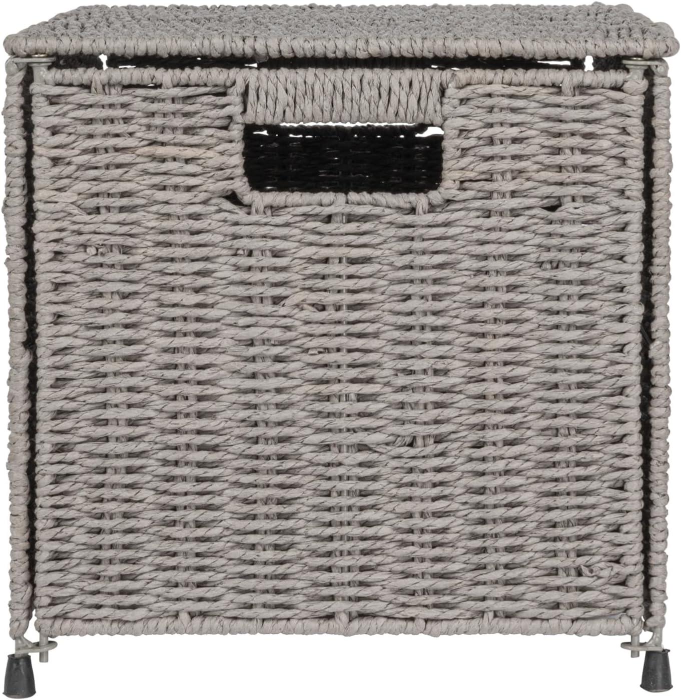 image:imageHousehold Essentials Woven Paper Rope Storage Chest with Hinged Lid and Integrated Handles GreyGrey
