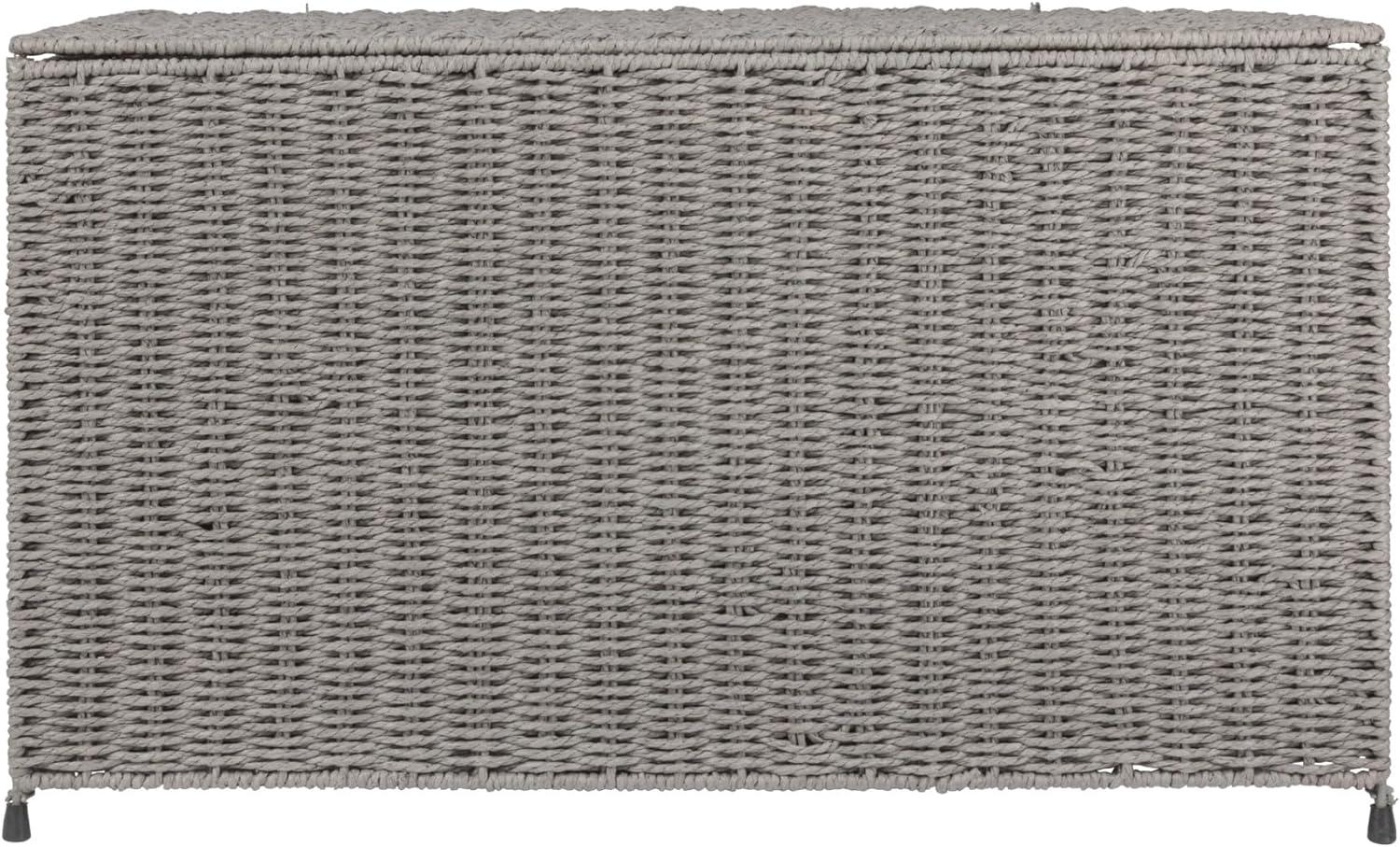 image:imageHousehold Essentials Woven Paper Rope Storage Chest with Hinged Lid and Integrated Handles GreyGrey