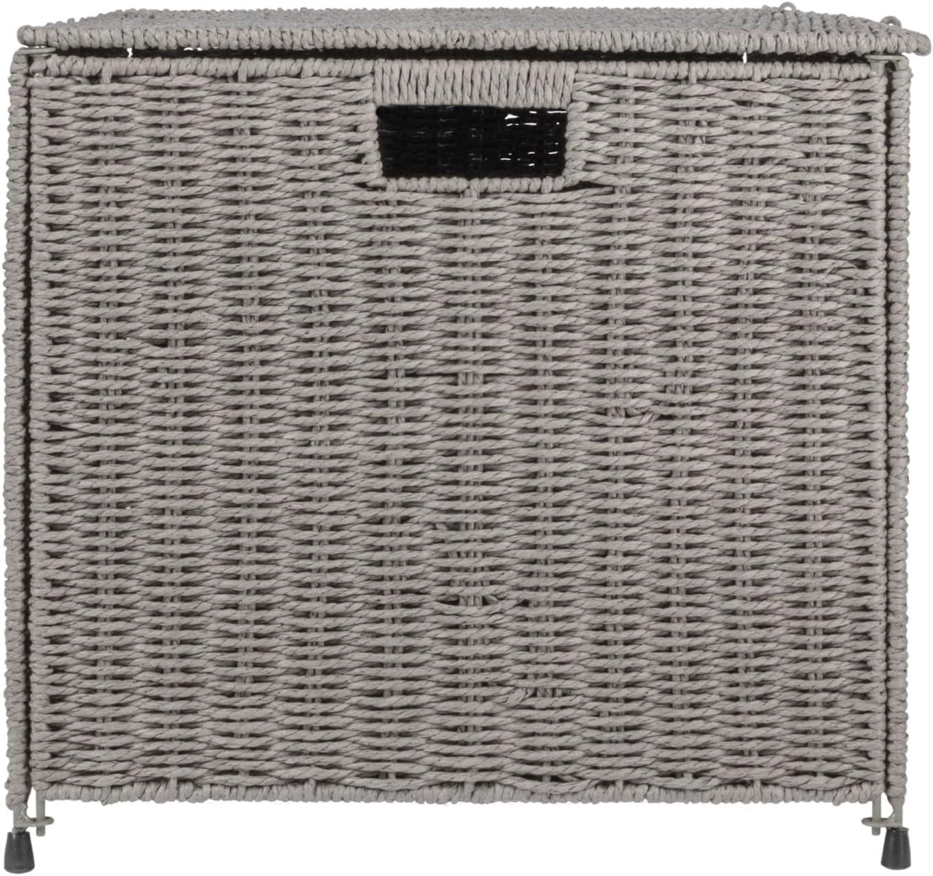 image:imageHousehold Essentials Woven Paper Rope Storage Chest with Hinged Lid and Integrated Handles GreyGrey