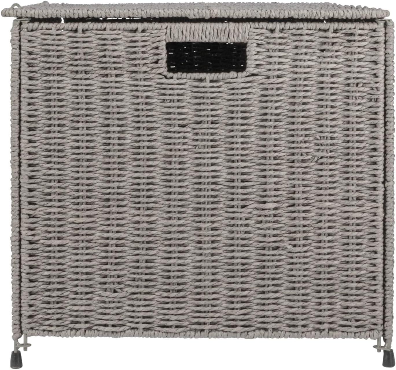 image:imageHousehold Essentials Woven Paper Rope Storage Chest with Hinged Lid and Integrated Handles GreyGrey