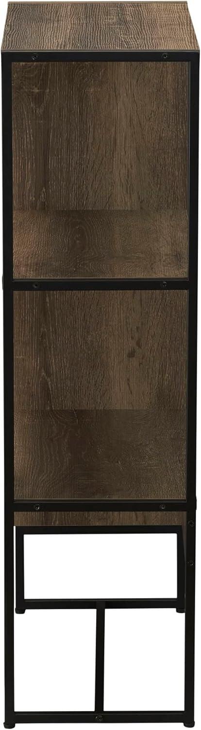 image:imageHousehold Essentials Wrap 3 Shelf Open Storage Bookshelf Ashwood Rustic Wood Grain and Black Metal