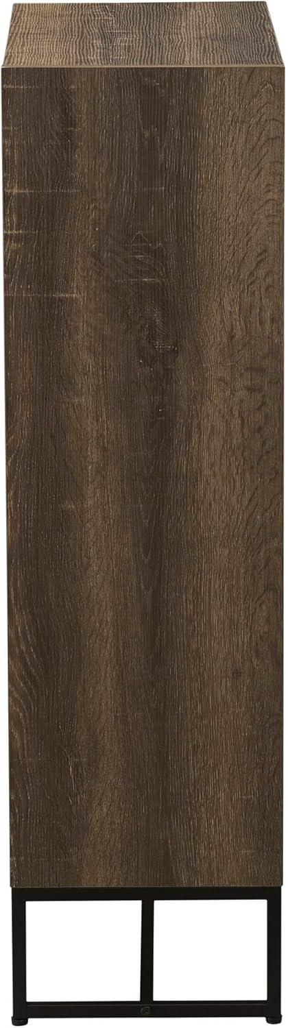 image:imageHousehold Essentials Wrap 3 Shelf Open Storage Bookshelf Ashwood Rustic Wood Grain and Black Metal
