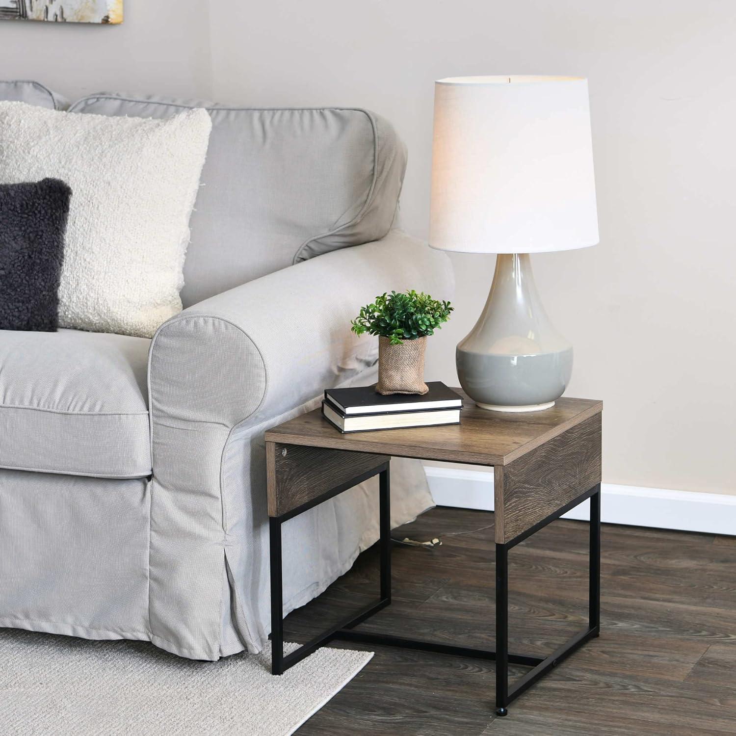 image:imageHousehold Essentials Wrap Rectangular Coffee Table Rustic Slate Concrete and Black MetalAshwood