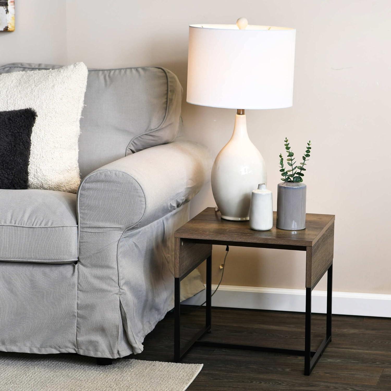 image:imageHousehold Essentials Wrap Rectangular Coffee Table Rustic Slate Concrete and Black MetalAshwood
