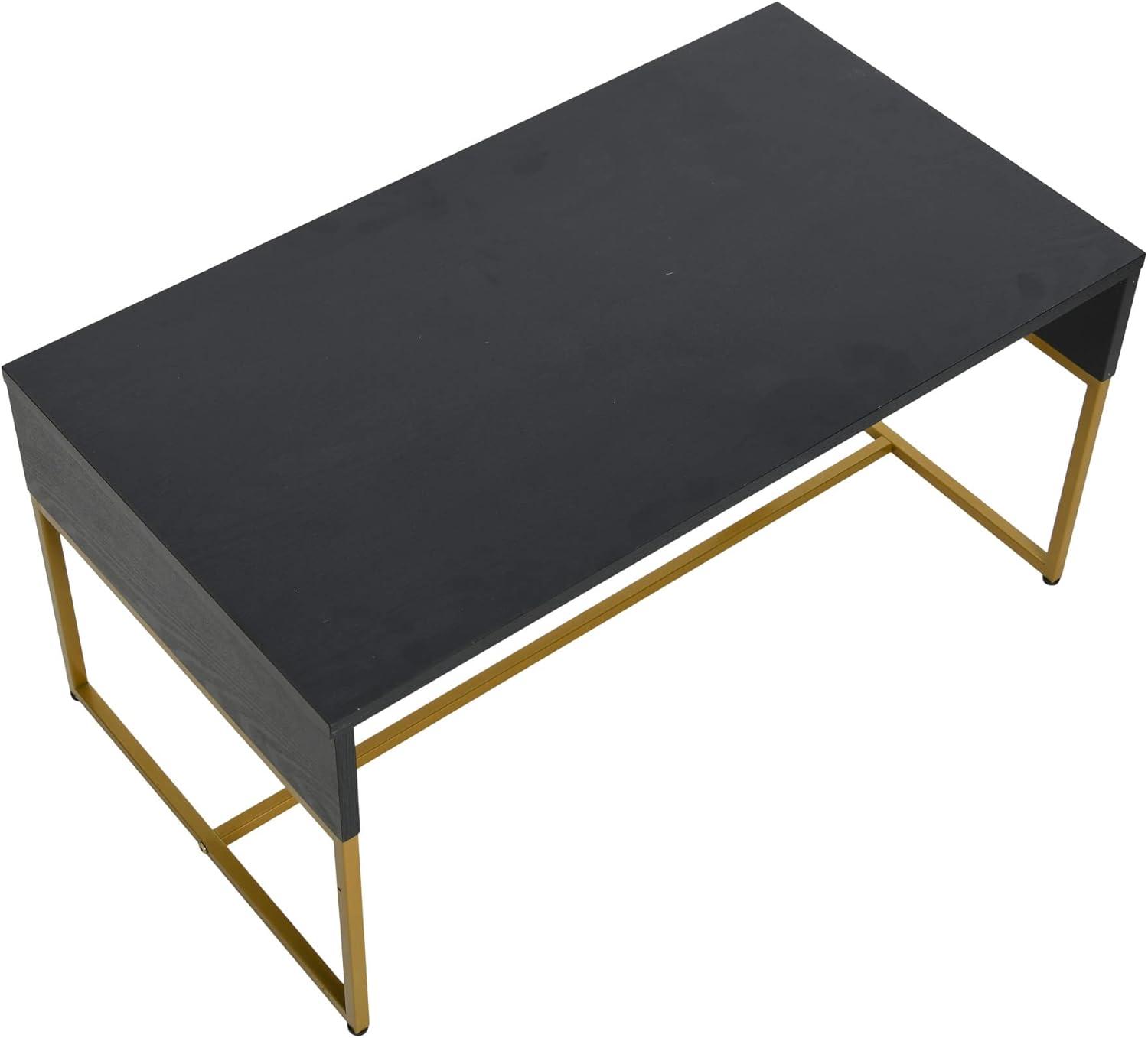 image:imageHousehold Essentials Wrap Rectangular Coffee Table Rustic Slate Concrete and Black MetalBlack