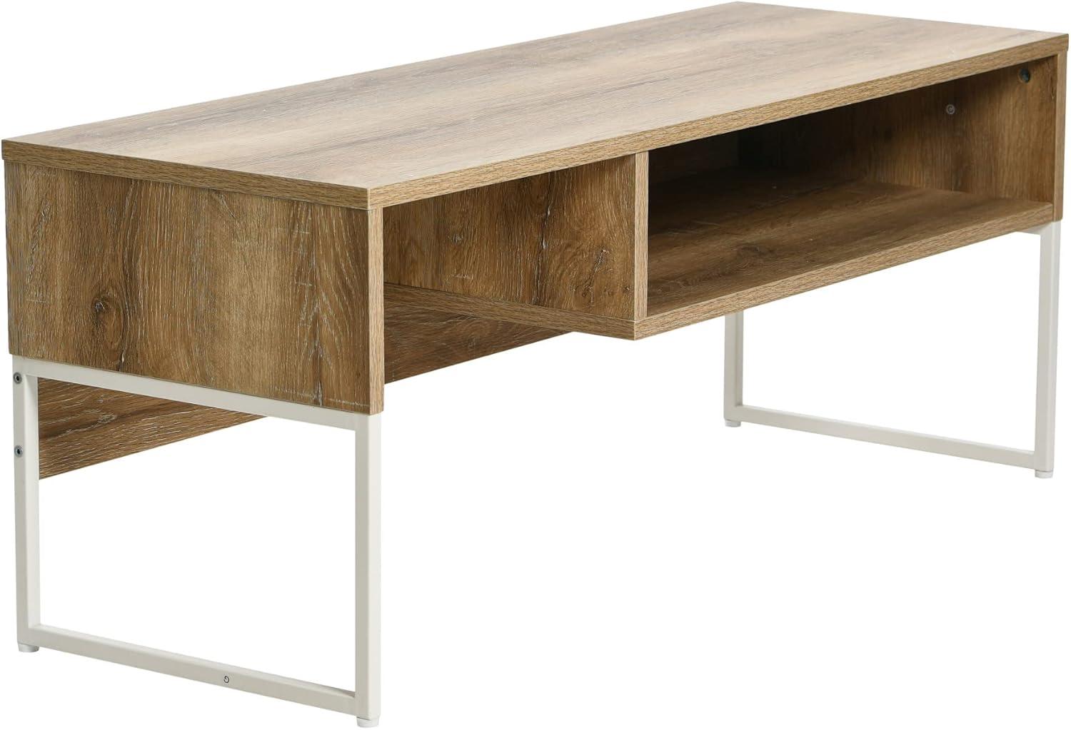 image:imageHousehold Essentials Wrap Rectangular Coffee Table Rustic Slate Concrete and Black MetalCoastal Oak Finish