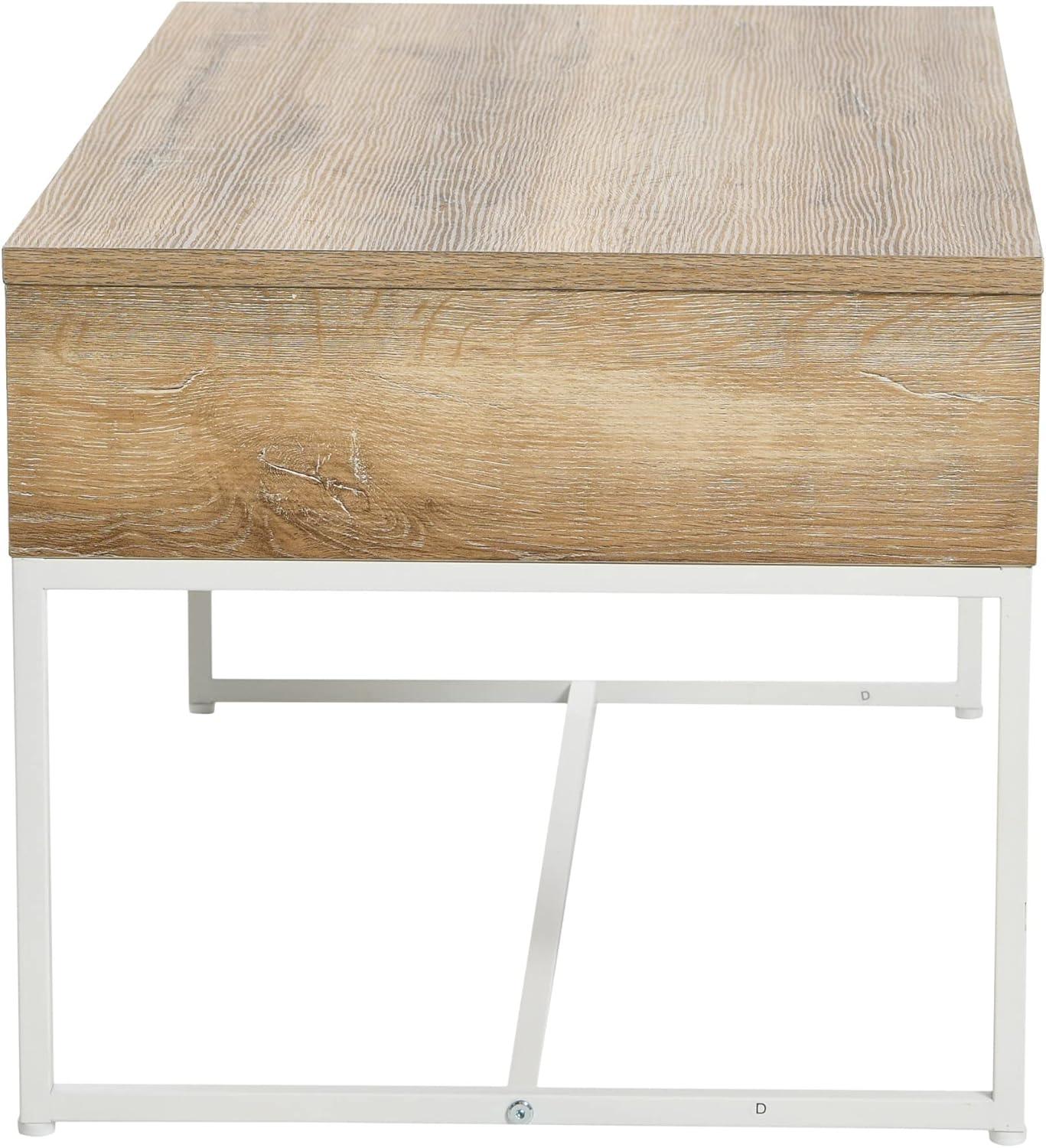 image:imageHousehold Essentials Wrap Rectangular Coffee Table Rustic Slate Concrete and Black MetalCoastal Oak Finish