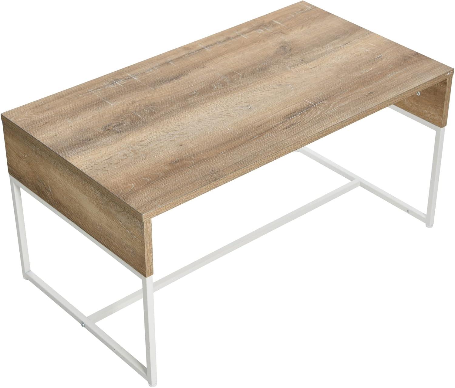 image:imageHousehold Essentials Wrap Rectangular Coffee Table Rustic Slate Concrete and Black MetalCoastal Oak Finish