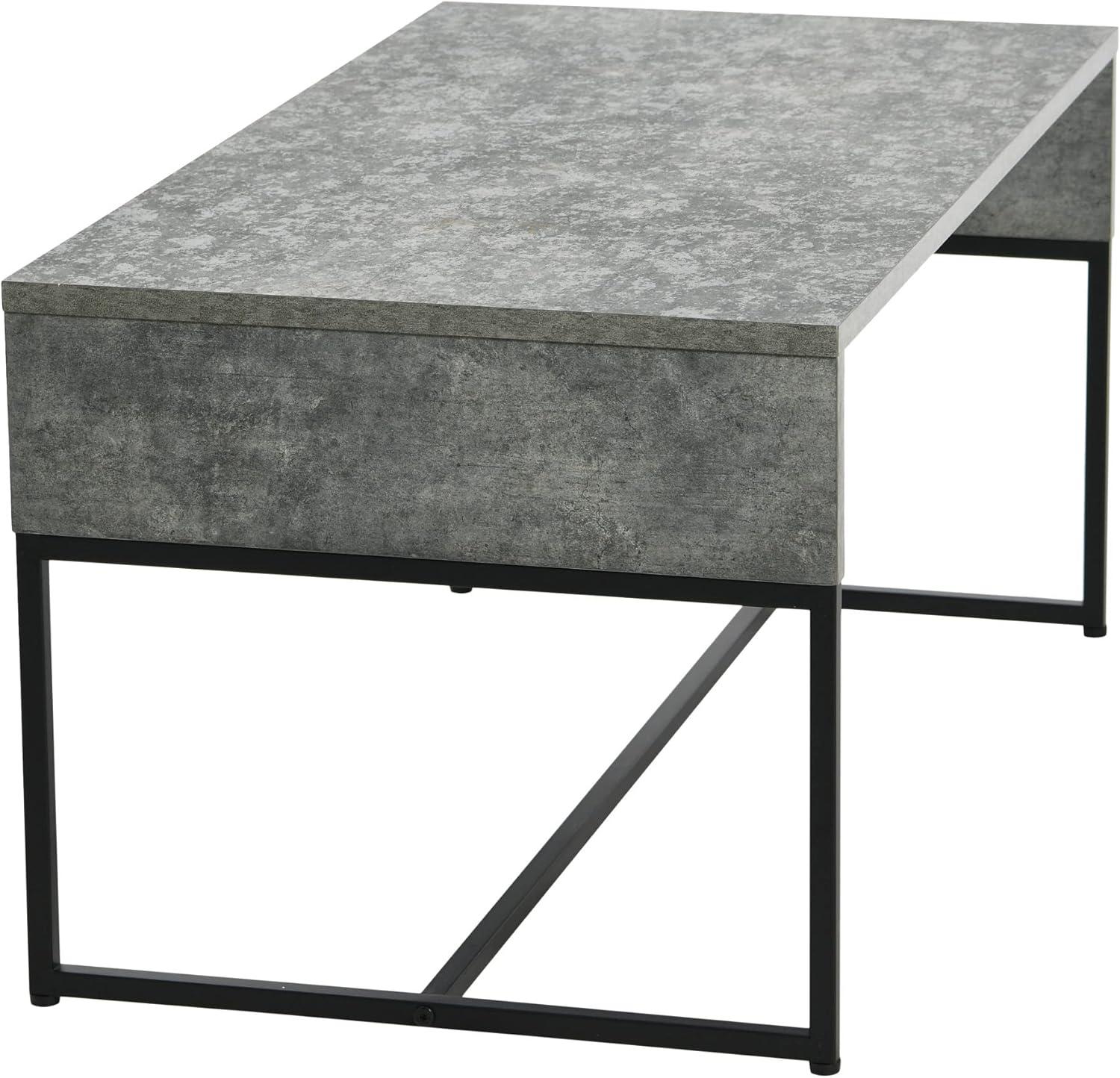 image:imageHousehold Essentials Wrap Rectangular Coffee Table Rustic Slate Concrete and Black MetalGrey