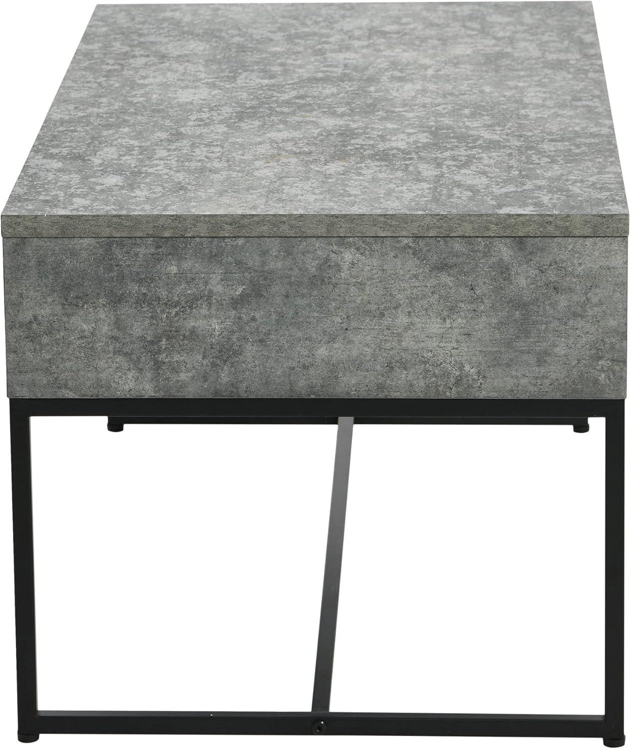 image:imageHousehold Essentials Wrap Rectangular Coffee Table Rustic Slate Concrete and Black MetalGrey