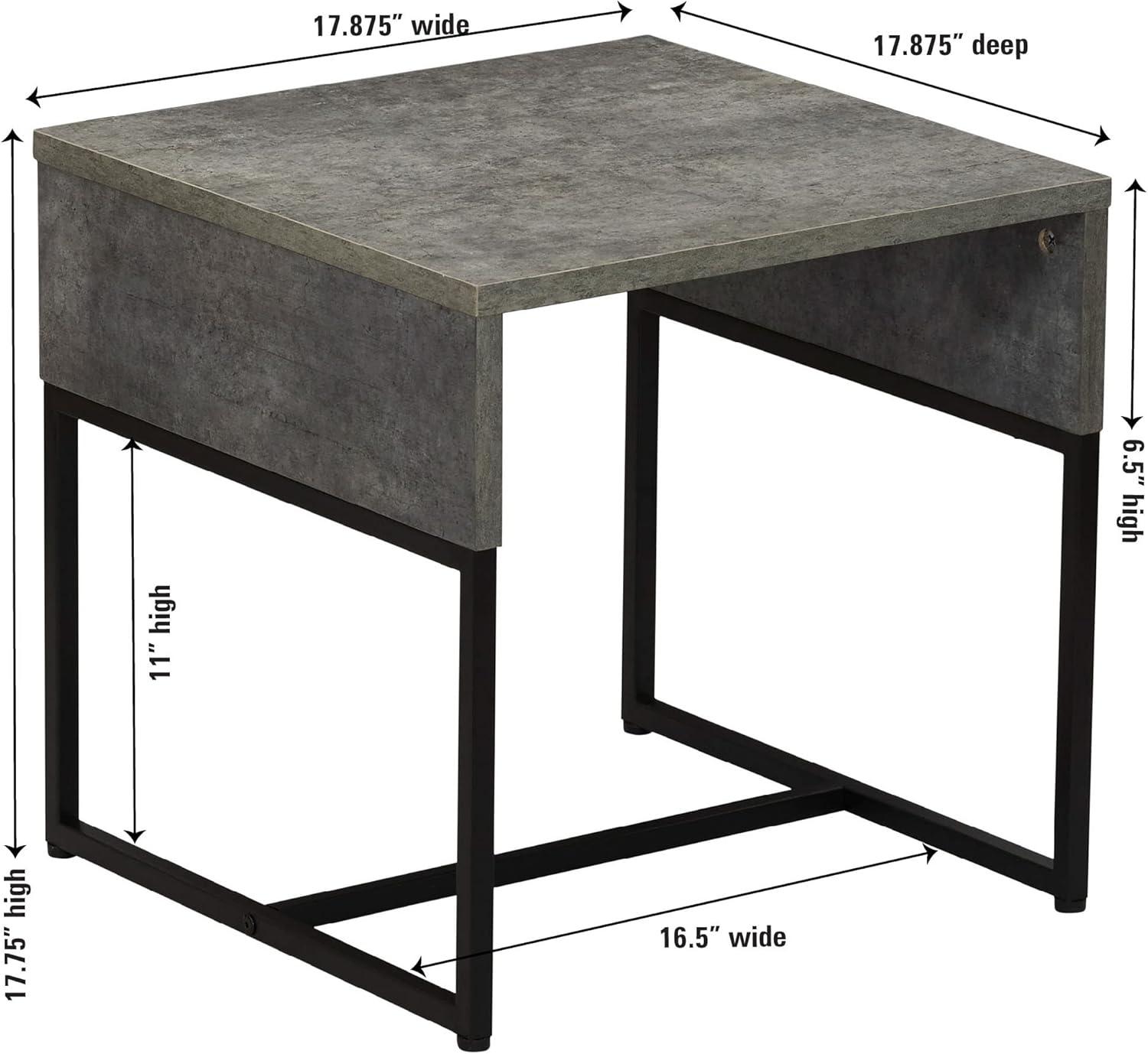 image:imageHousehold Essentials Wrap Rectangular Coffee Table Rustic Slate Concrete and Black MetalGrey