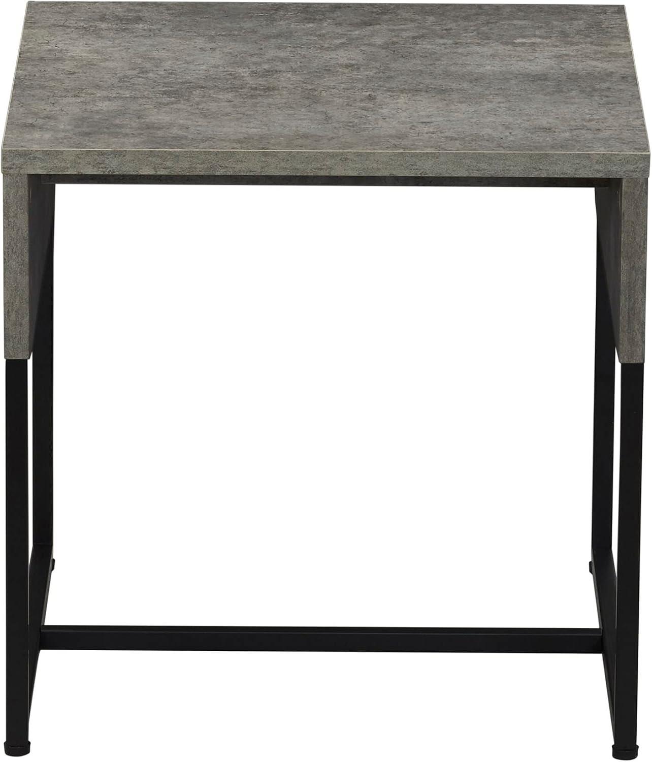 image:imageHousehold Essentials Wrap Rectangular Coffee Table Rustic Slate Concrete and Black MetalGrey