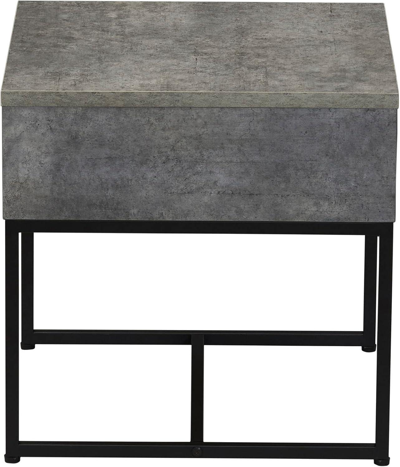 image:imageHousehold Essentials Wrap Rectangular Coffee Table Rustic Slate Concrete and Black MetalGrey