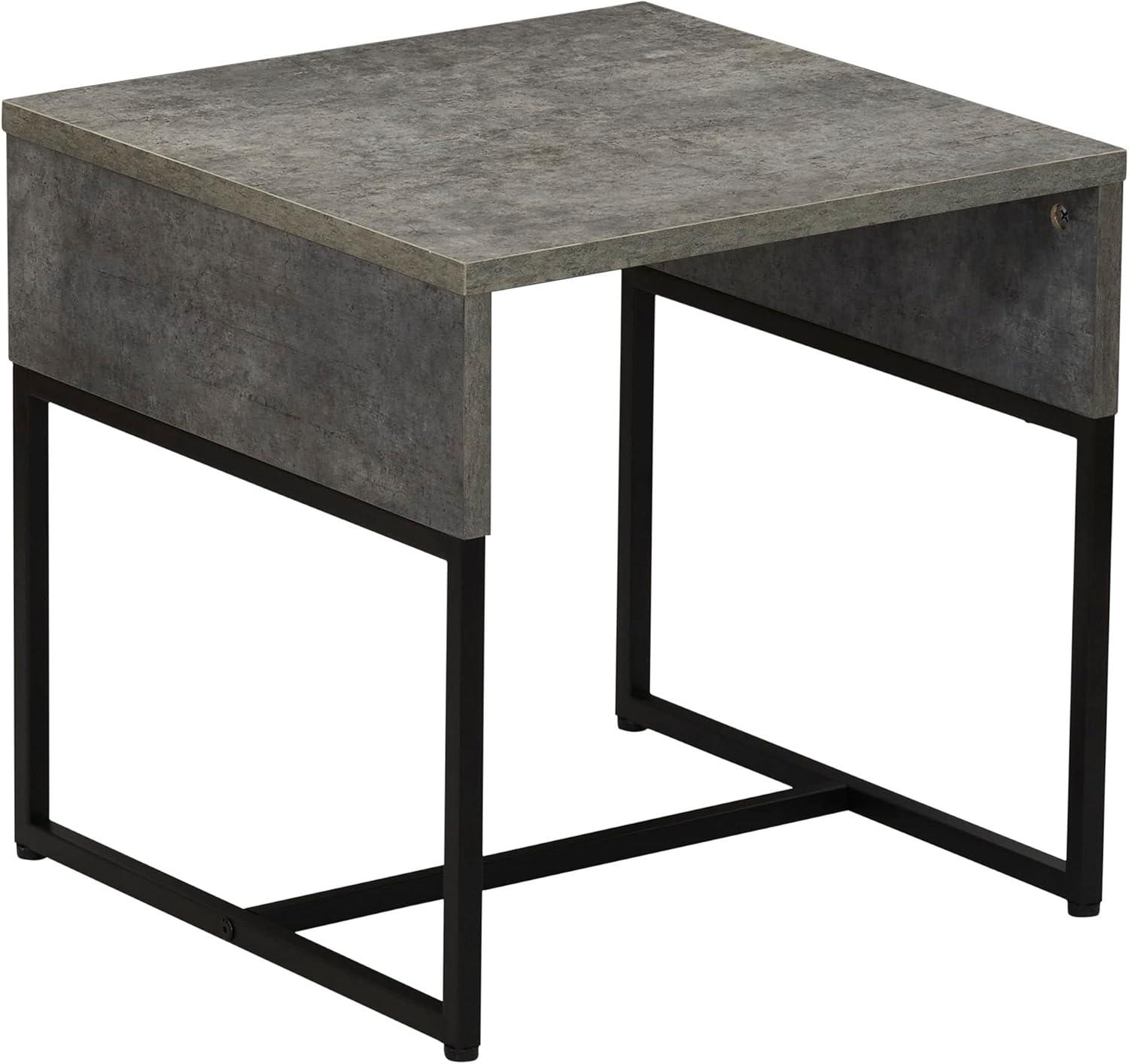 image:imageHousehold Essentials Wrap Rectangular Coffee Table Rustic Slate Concrete and Black MetalGrey