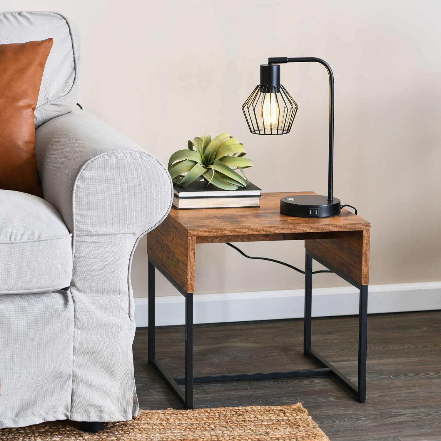 image:imageHousehold Essentials Wrap Rectangular Coffee Table Rustic Slate Concrete and Black MetalRustic Hickory