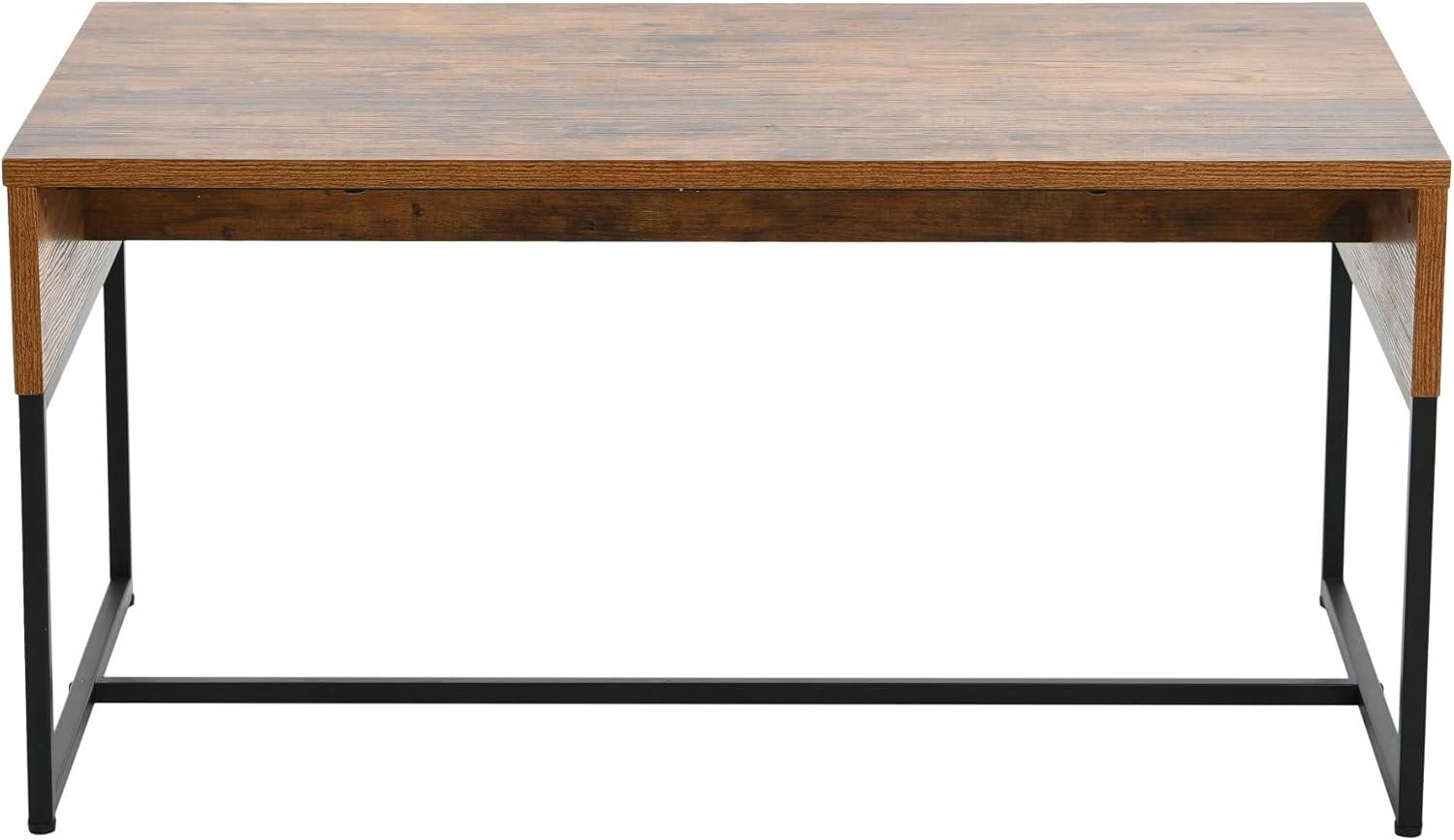 image:imageHousehold Essentials Wrap Rectangular Coffee Table Rustic Slate Concrete and Black MetalRustic Hickory