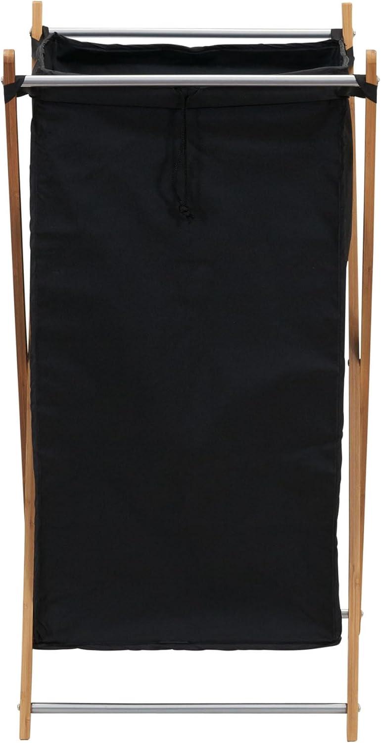 image:imageHousehold Essentials XFrame Bamboo Hamper Washable Black Liner and Bamboo Frame and Renewable Folds for Storage Simple and Chic NaturalBlack