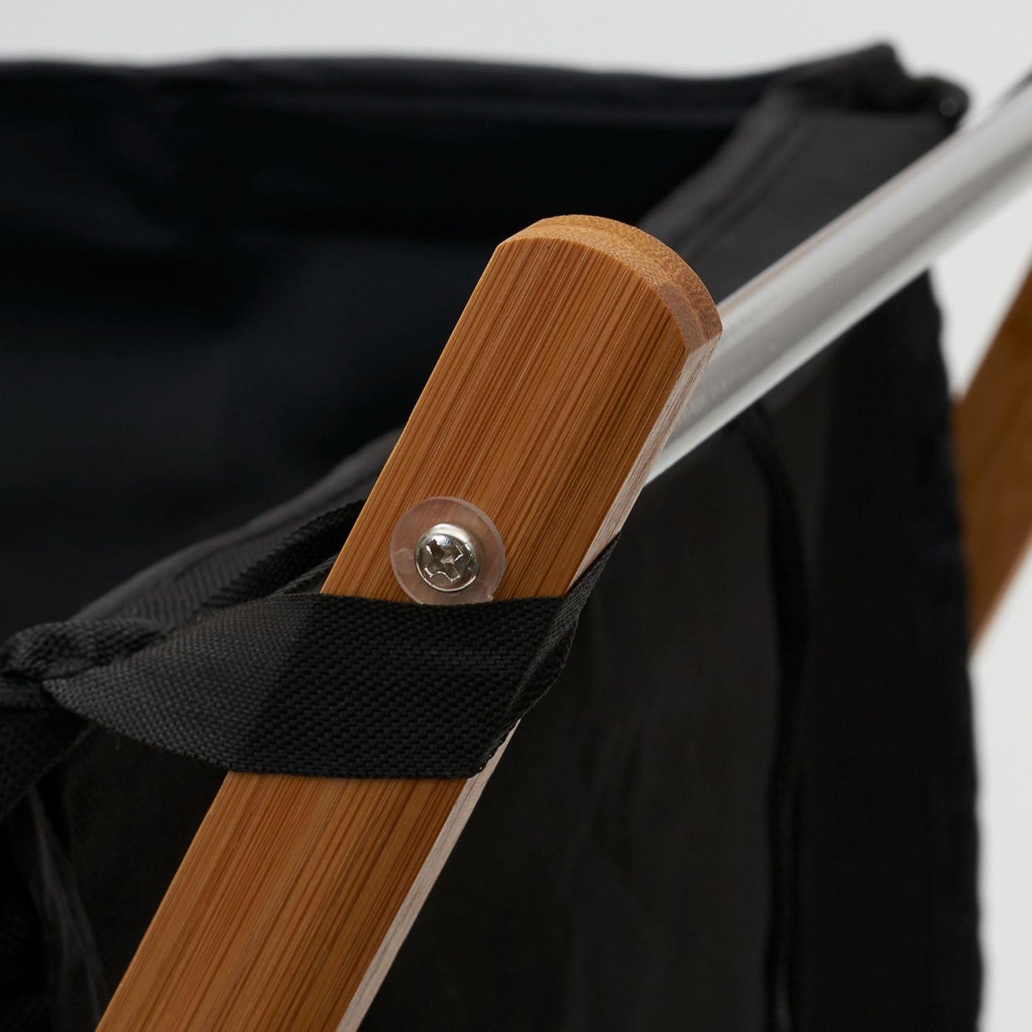 image:imageHousehold Essentials XFrame Bamboo Hamper Washable Black Liner and Bamboo Frame and Renewable Folds for Storage Simple and Chic NaturalBlack