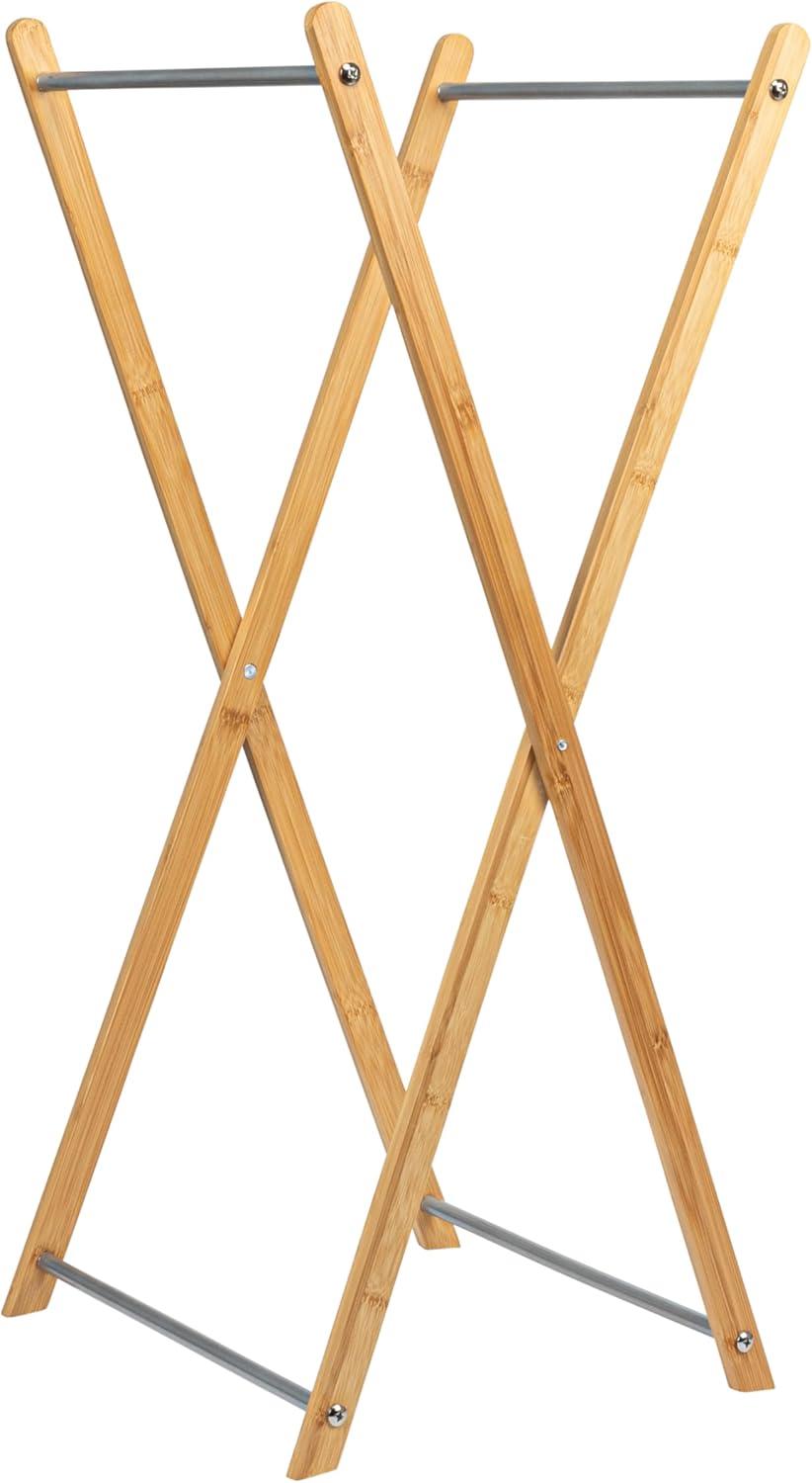 image:imageHousehold Essentials XFrame Bamboo Hamper Washable Black Liner and Bamboo Frame and Renewable Folds for Storage Simple and Chic NaturalGray