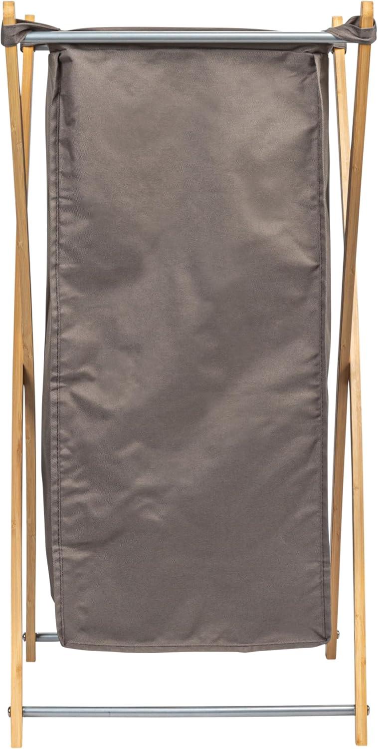 image:imageHousehold Essentials XFrame Bamboo Hamper Washable Black Liner and Bamboo Frame and Renewable Folds for Storage Simple and Chic NaturalGray