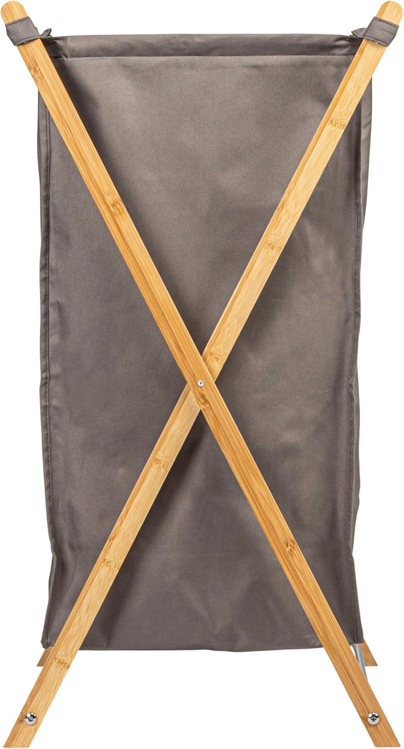 image:imageHousehold Essentials XFrame Bamboo Hamper Washable Black Liner and Bamboo Frame and Renewable Folds for Storage Simple and Chic NaturalGray