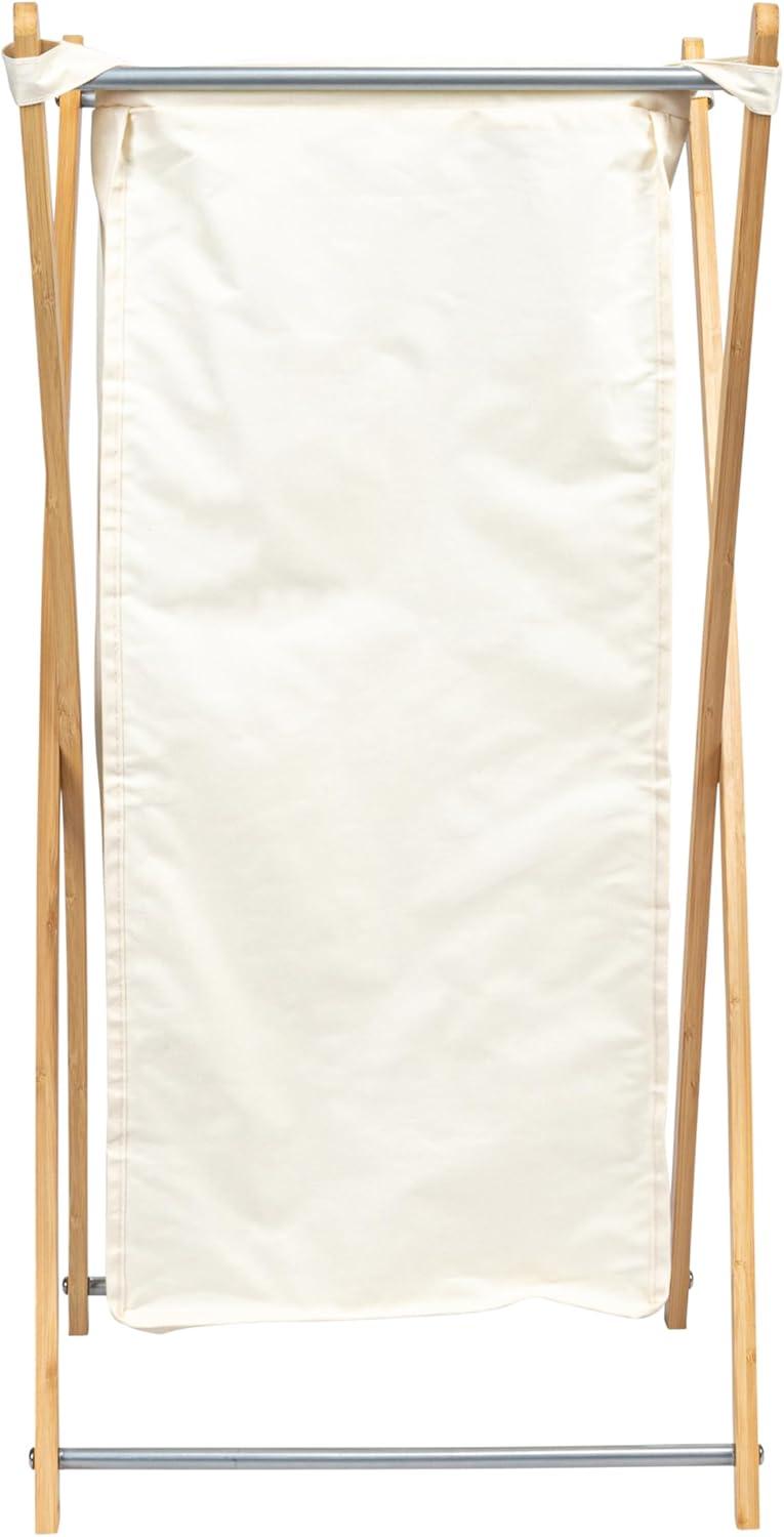 image:imageHousehold Essentials XFrame Bamboo Hamper Washable Black Liner and Bamboo Frame and Renewable Folds for Storage Simple and Chic NaturalNatural