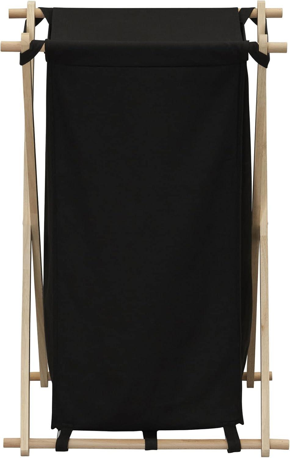 image:imageHousehold Essentials XFrame Wood Laundry Sorter Collapsible Wood Frame with Washable PolyCotton Bags Naturally Stylish LargeBlack