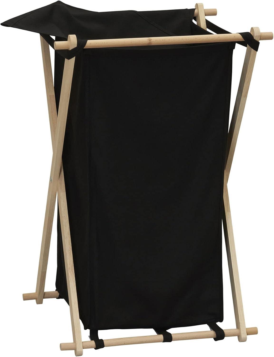 image:imageHousehold Essentials XFrame Wood Laundry Sorter Collapsible Wood Frame with Washable PolyCotton Bags Naturally Stylish LargeBlack