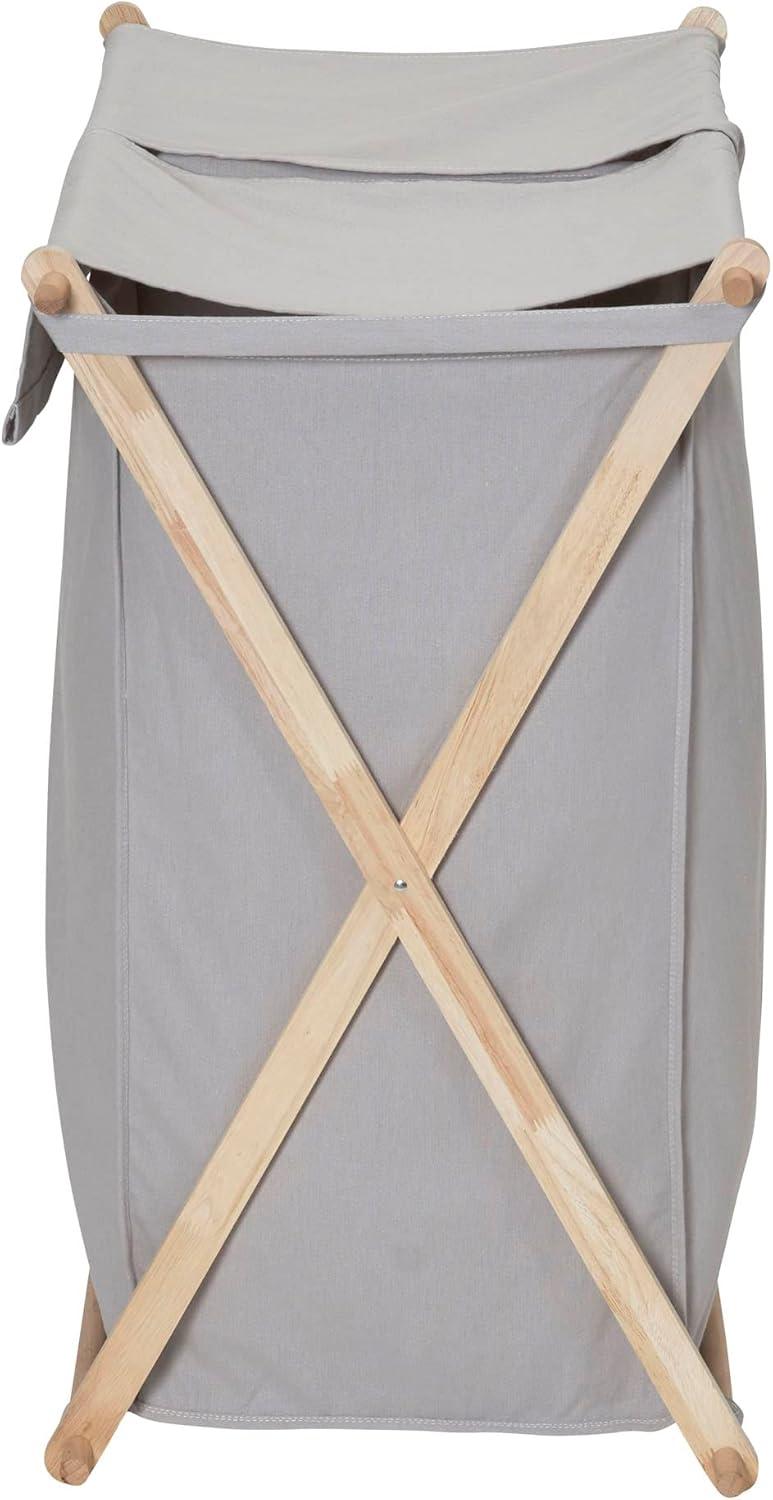 image:imageHousehold Essentials XFrame Wood Laundry Sorter Collapsible Wood Frame with Washable PolyCotton Bags Naturally Stylish LargeGray
