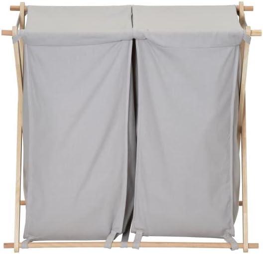 image:imageHousehold Essentials XFrame Wood Laundry Sorter Collapsible Wood Frame with Washable PolyCotton Bags Naturally Stylish LargeGray