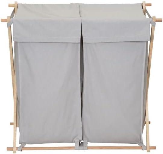 image:imageHousehold Essentials XFrame Wood Laundry Sorter Collapsible Wood Frame with Washable PolyCotton Bags Naturally Stylish LargeGray