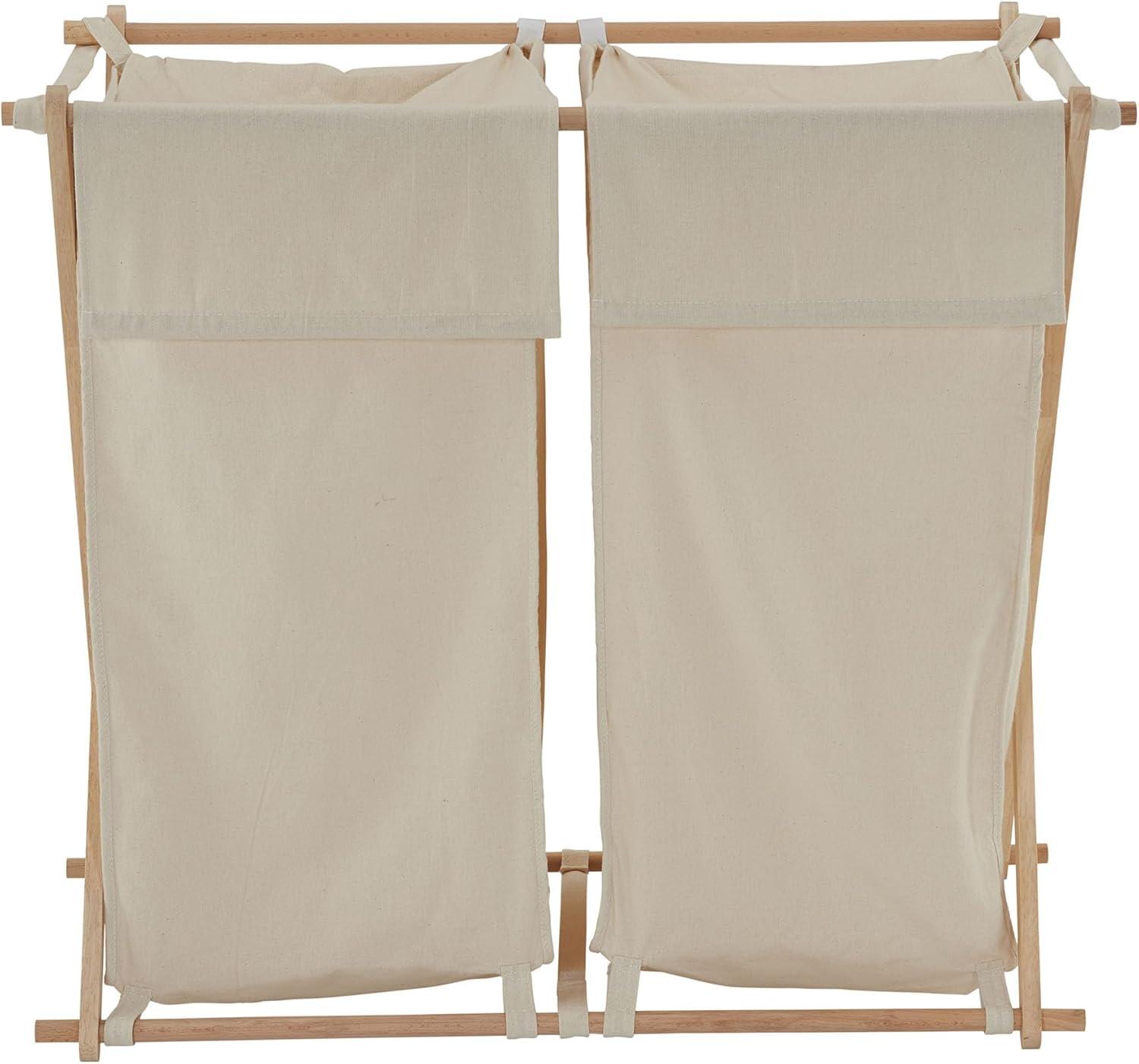 image:imageHousehold Essentials XFrame Wood Laundry Sorter Collapsible Wood Frame with Washable PolyCotton Bags Naturally Stylish LargeNatural