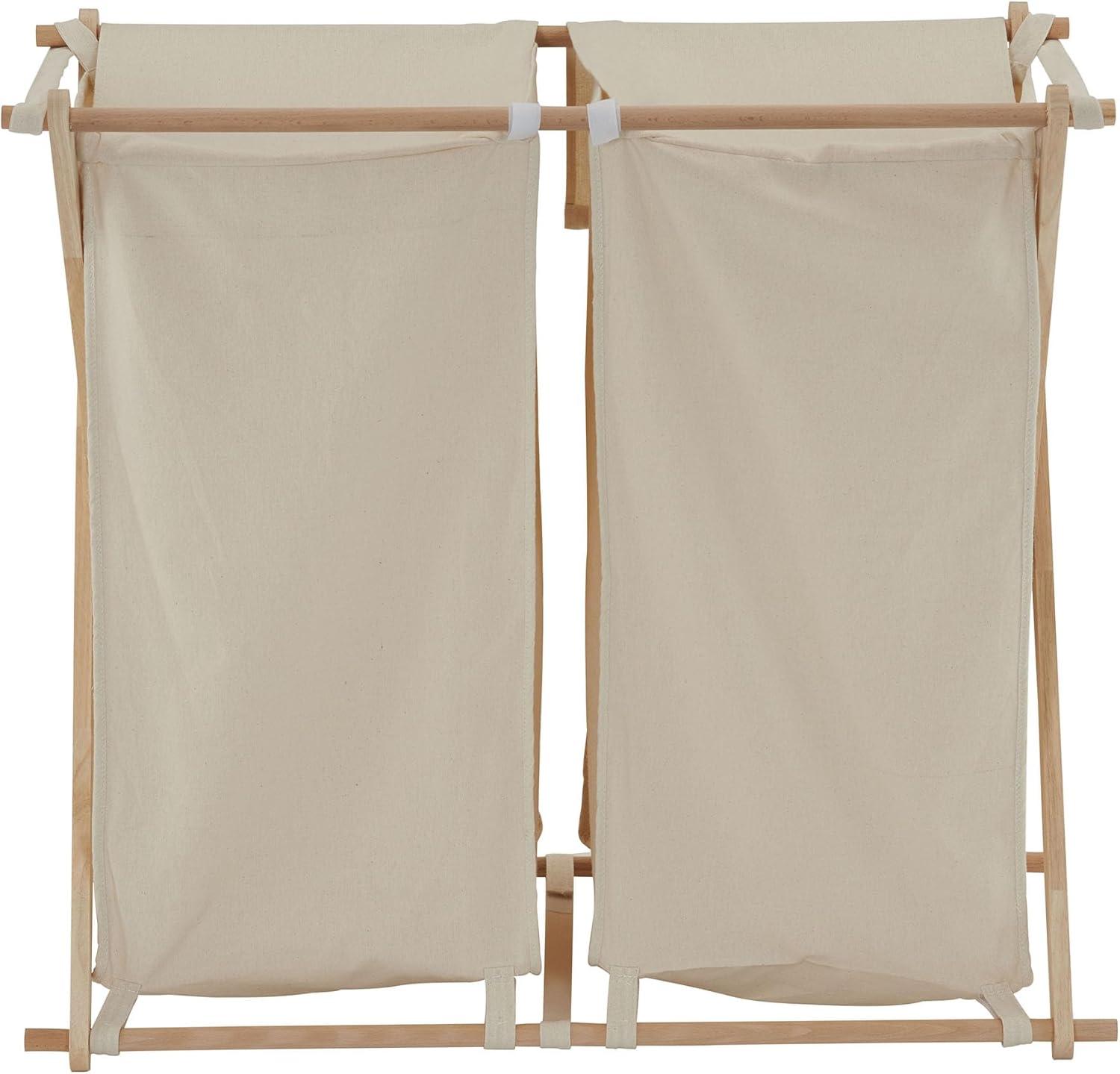 image:imageHousehold Essentials XFrame Wood Laundry Sorter Collapsible Wood Frame with Washable PolyCotton Bags Naturally Stylish LargeNatural