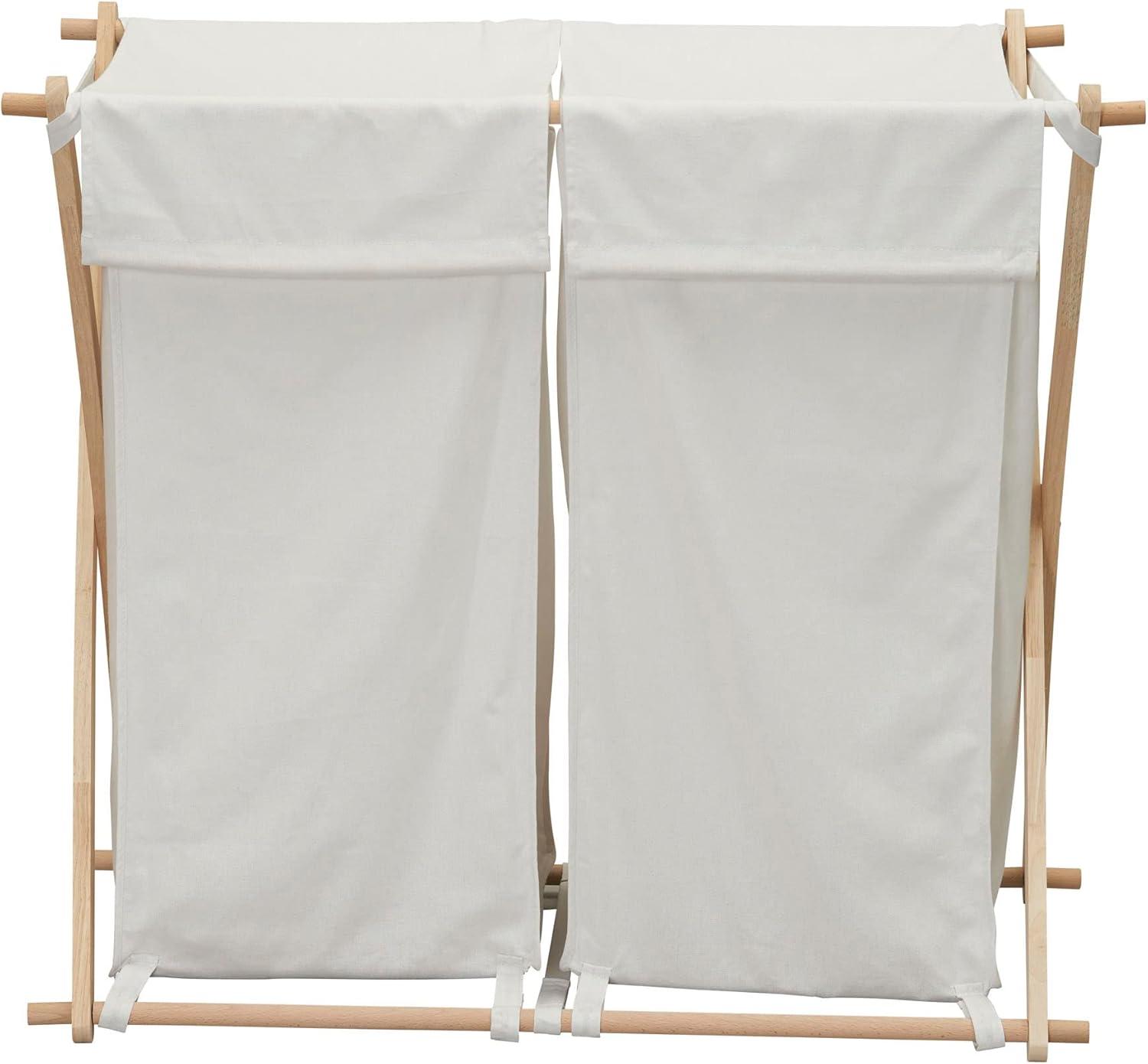 image:imageHousehold Essentials XFrame Wood Laundry Sorter Collapsible Wood Frame with Washable PolyCotton Bags Naturally Stylish LargeWhite