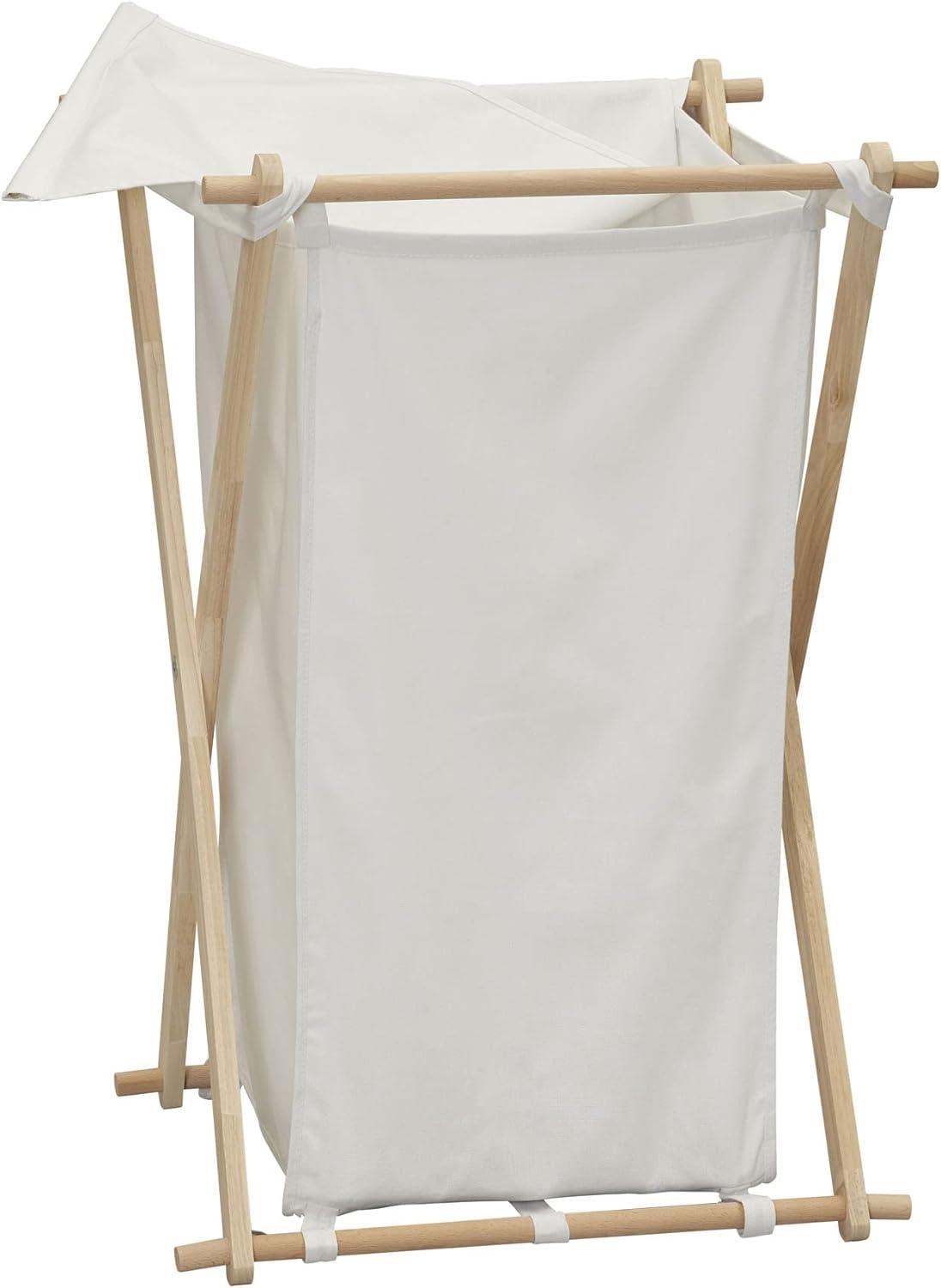 image:imageHousehold Essentials XFrame Wood Laundry Sorter Collapsible Wood Frame with Washable PolyCotton Bags Naturally Stylish LargeWhite