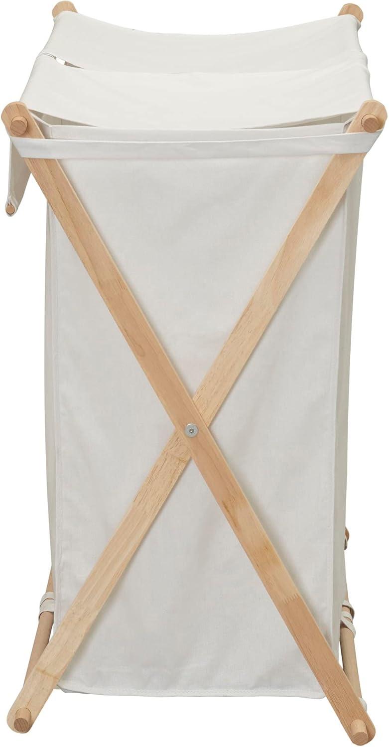 image:imageHousehold Essentials XFrame Wood Laundry Sorter Collapsible Wood Frame with Washable PolyCotton Bags Naturally Stylish LargeWhite
