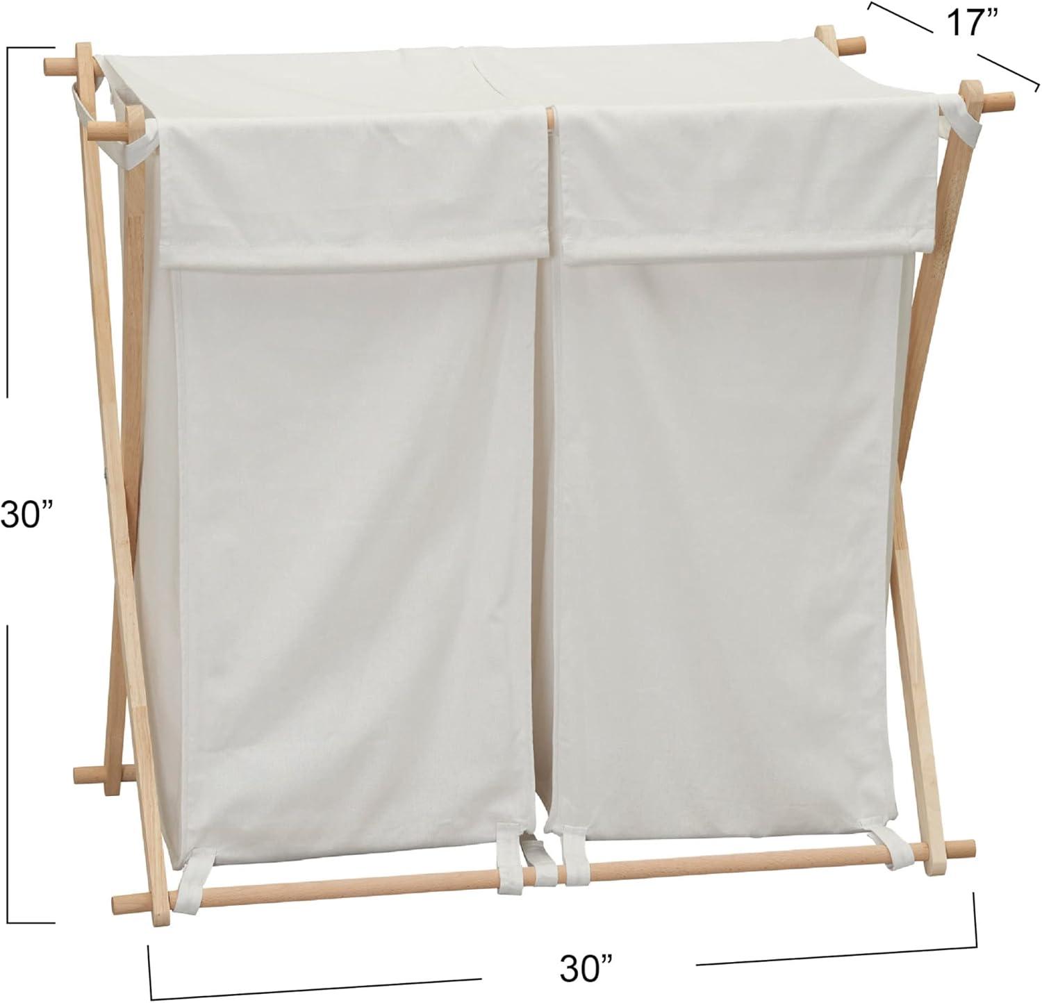 image:imageHousehold Essentials XFrame Wood Laundry Sorter Collapsible Wood Frame with Washable PolyCotton Bags Naturally Stylish LargeWhite