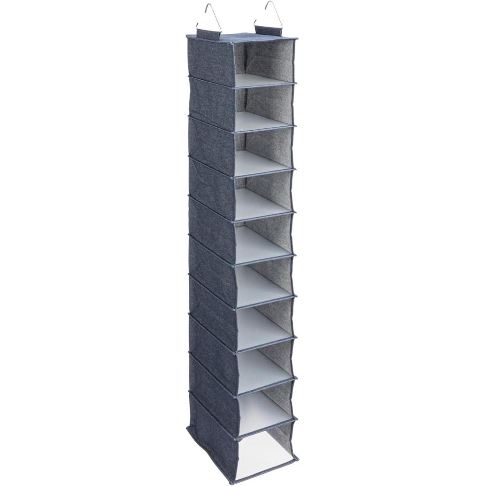 image:imageHousehold Essentials 311322 Hanging Shoe Storage Organizer for Closets 10 Pocket Shelves  Natural CanvasDenim