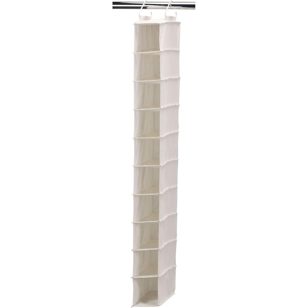 image:imageHousehold Essentials 311322 Hanging Shoe Storage Organizer for Closets 10 Pocket Shelves  Natural CanvasNatural