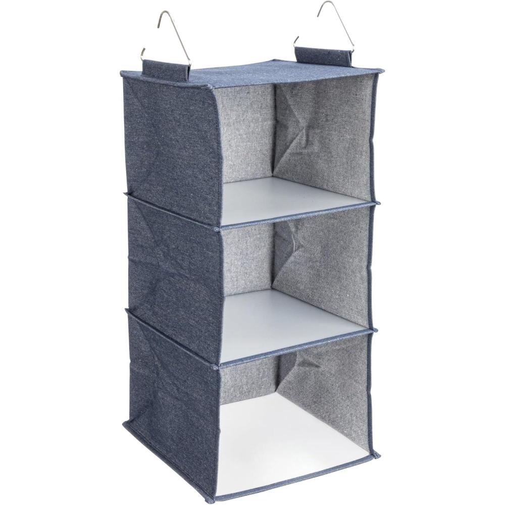 image:imageHousehold Essentials 311342 Hanging Closet Organizer 3 Pocket Shelves Natural CanvasDenim