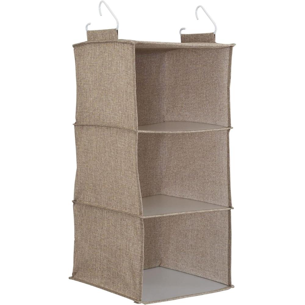 image:imageHousehold Essentials 311342 Hanging Closet Organizer 3 Pocket Shelves Natural CanvasLatte